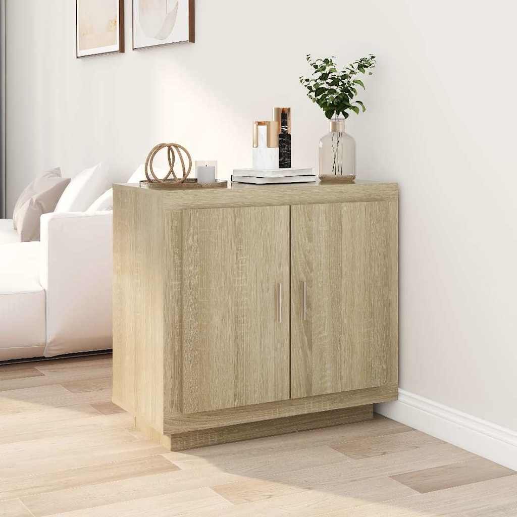 Walplus Engineered Wood 2 Compartments Sideboard - Sonoma Oak - 80 x 40 x 75 cm