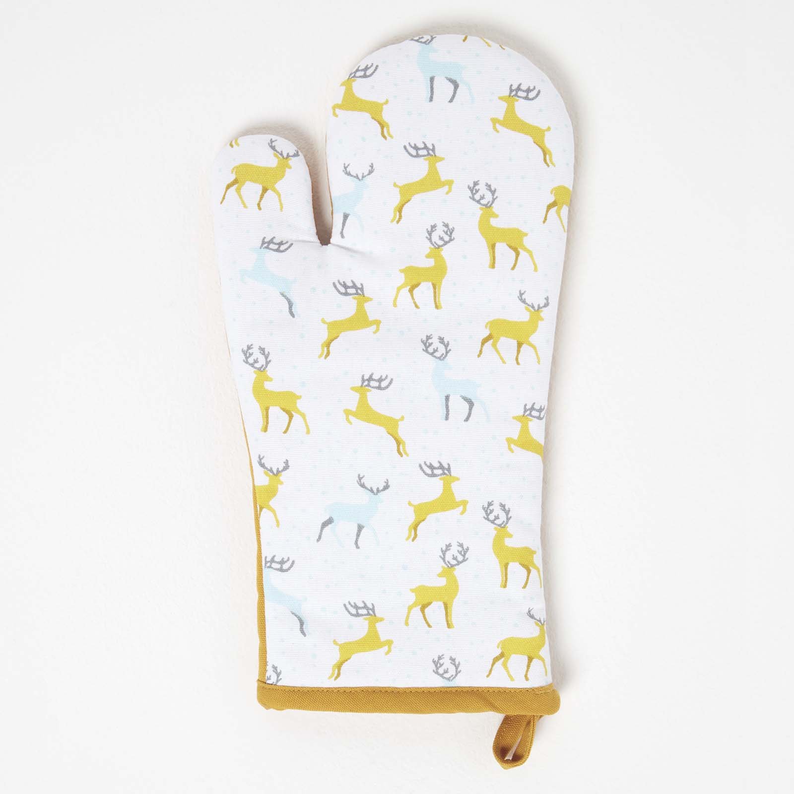 Homescapes Christmas Majestic Stag Oven Glove - Yellow