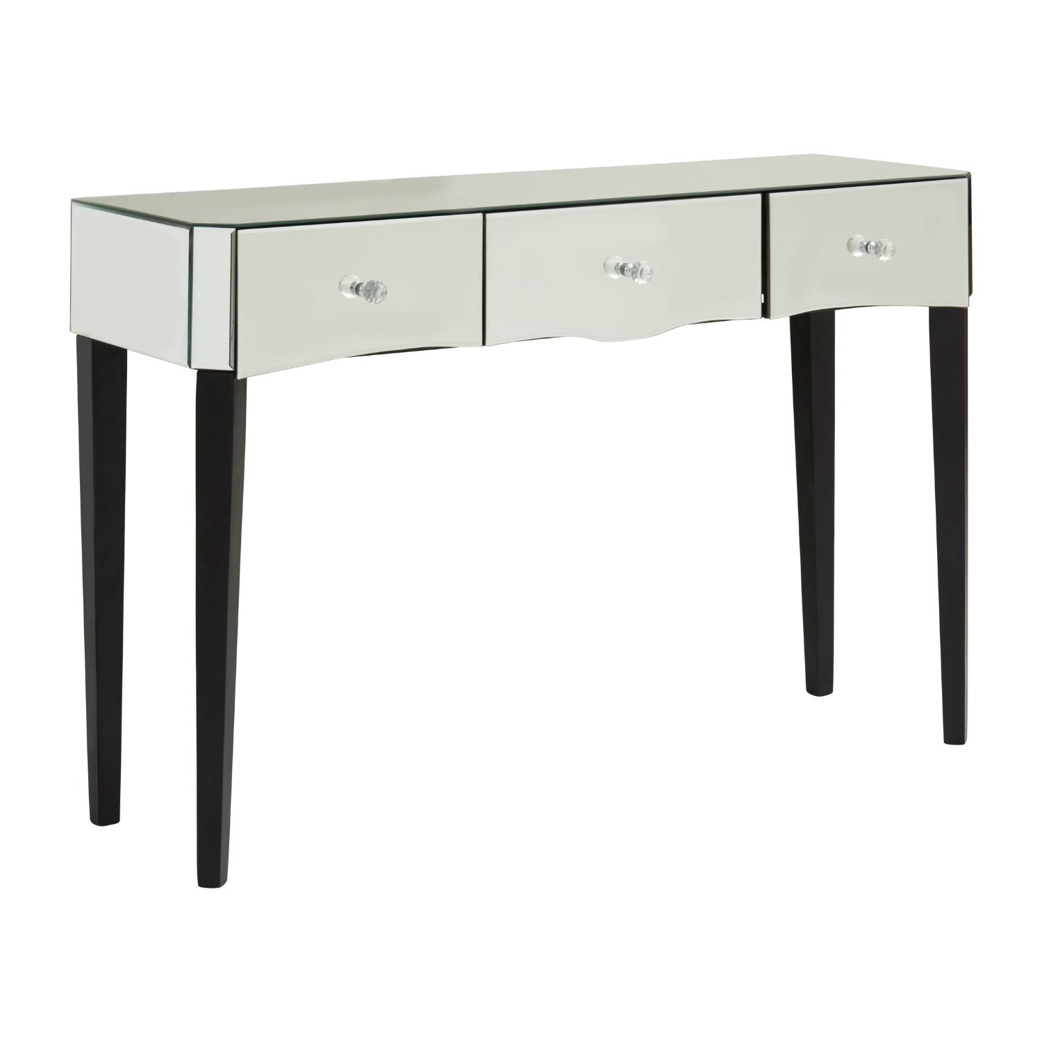 Orsina Gabriella Mirrored Console Table – Black & Silver