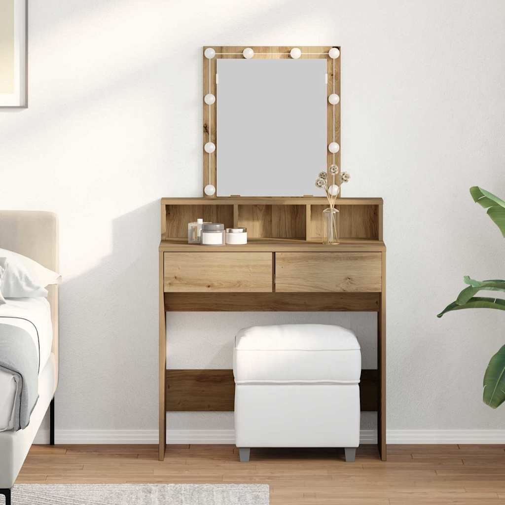 Walplus 2 Drawer Dressing Table - Artisan Oak - 80 x 41 x 144.5 cm