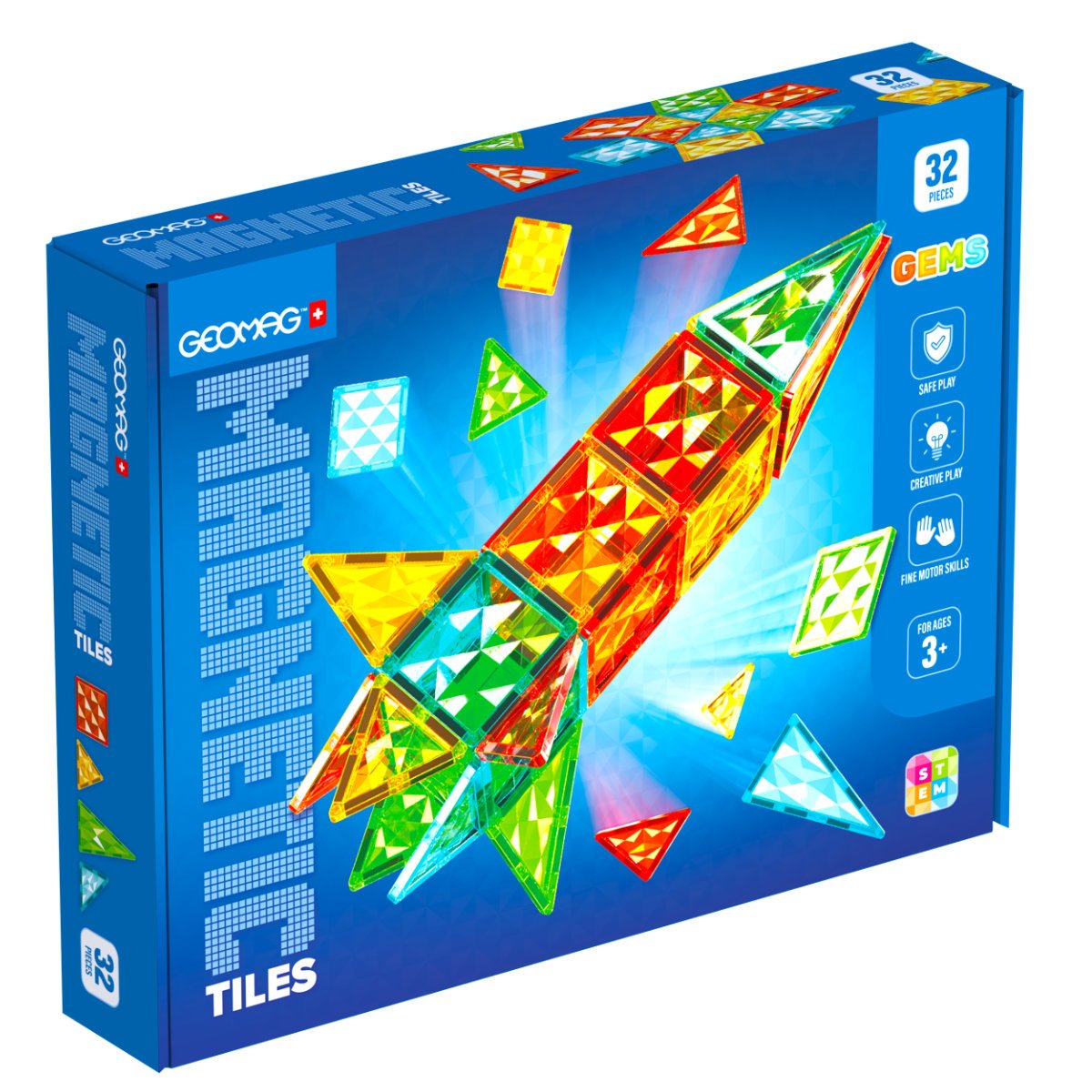 Geomag Magnetic Tiles Gems 32 Pieces