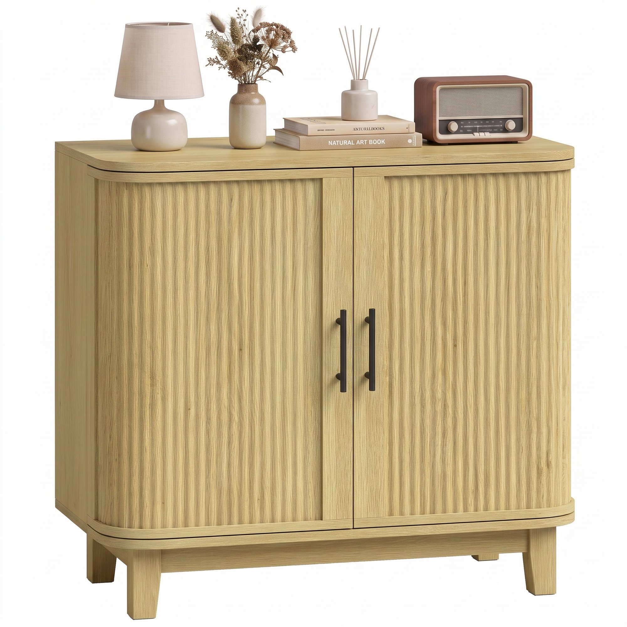 HOMCOM Modern Adjustable Shelf 80cm Sideboard Buffet Cabinet - Oak