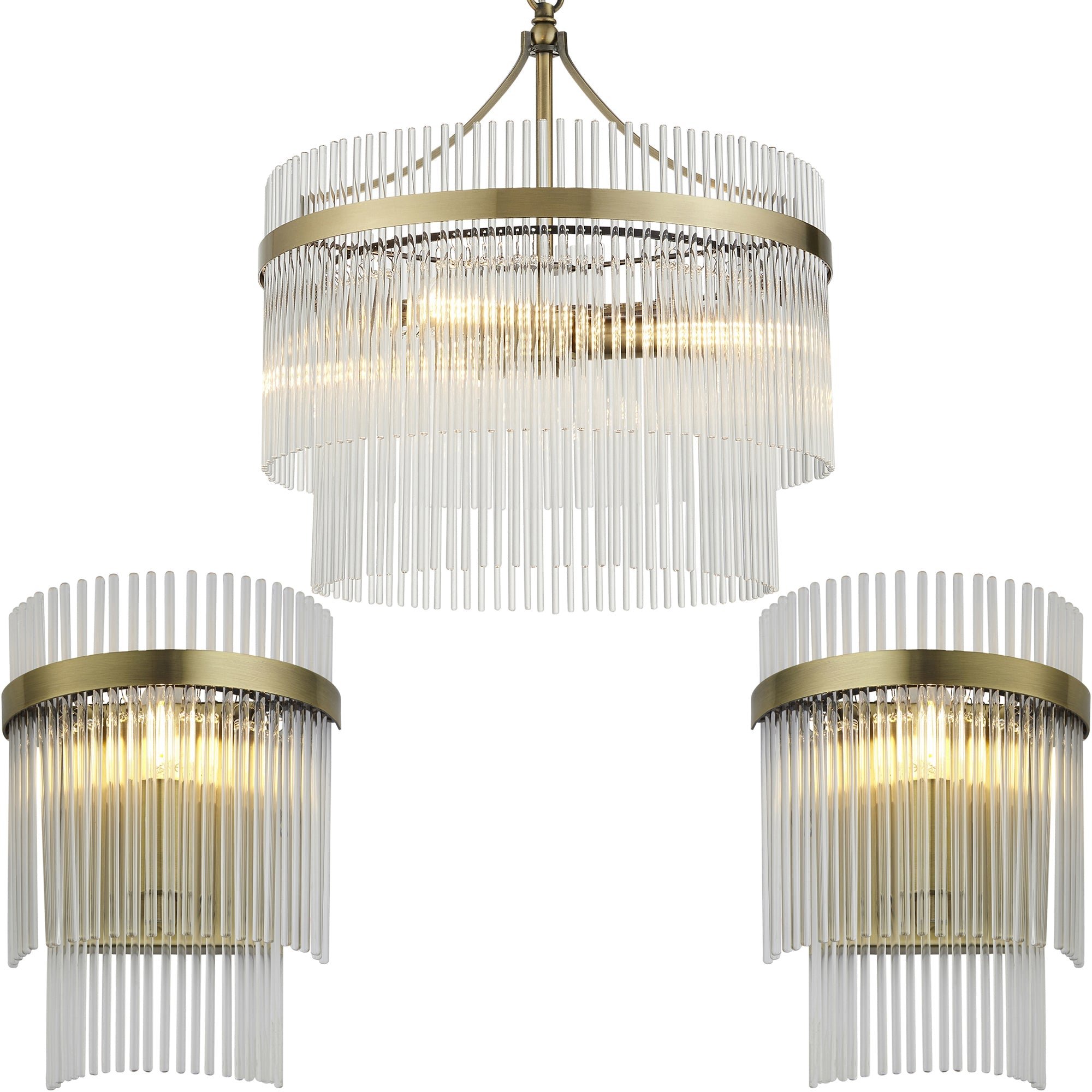 Loops Direct Fabric Glass Lighting Set - Antique Brass