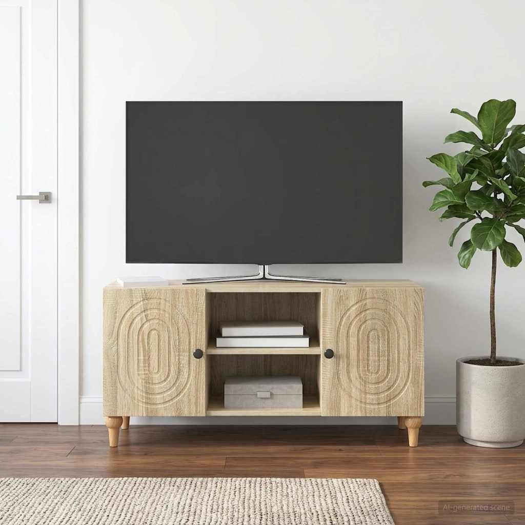 Walplus Engineered Wood TV Cabinet Open Shelf - Sonoma Oak - 102 x 34.5 x 50 cm