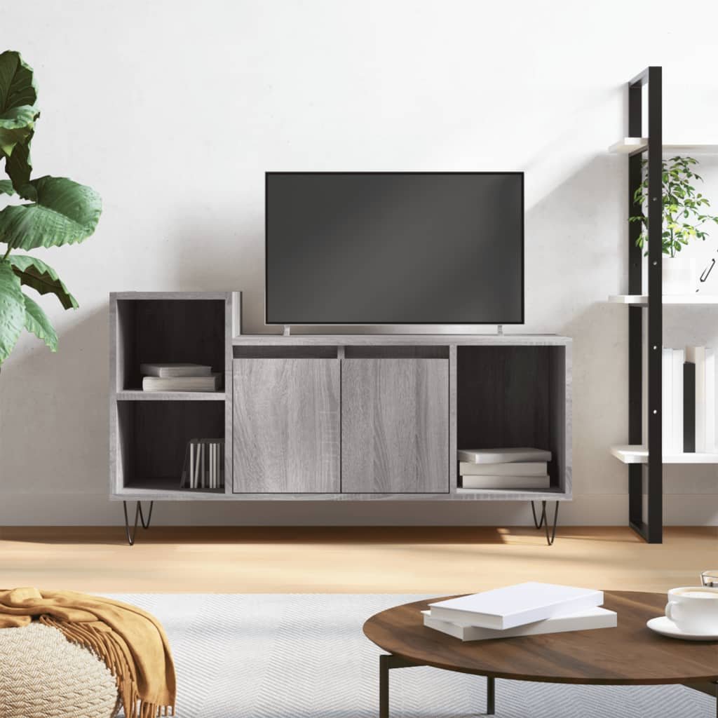 Walplus Engineered Wood TV Cabinet - Grey and Oak - 100 x 35 x 55 cm