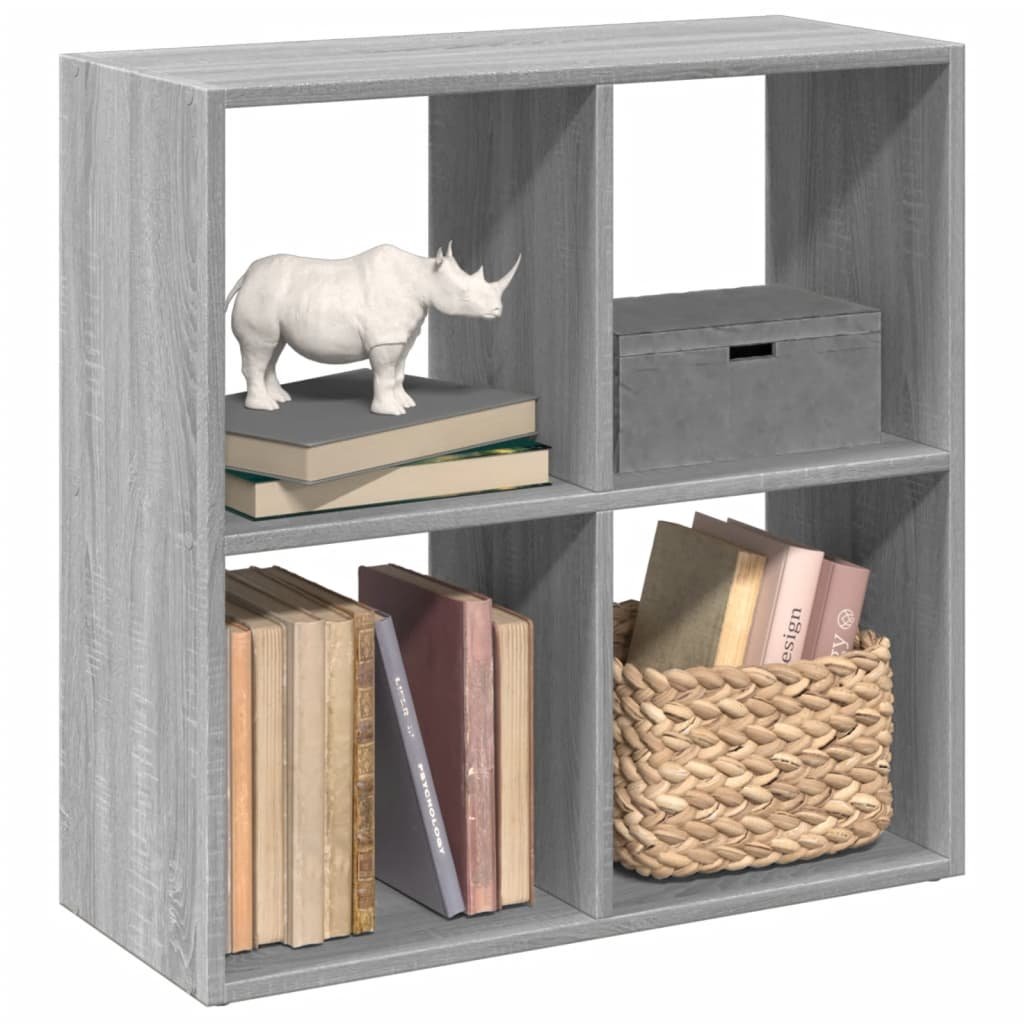 Walplus Engineered Wood Book Cabinet - Grey and Oak - 69.5 x 29 x 69.5 cm