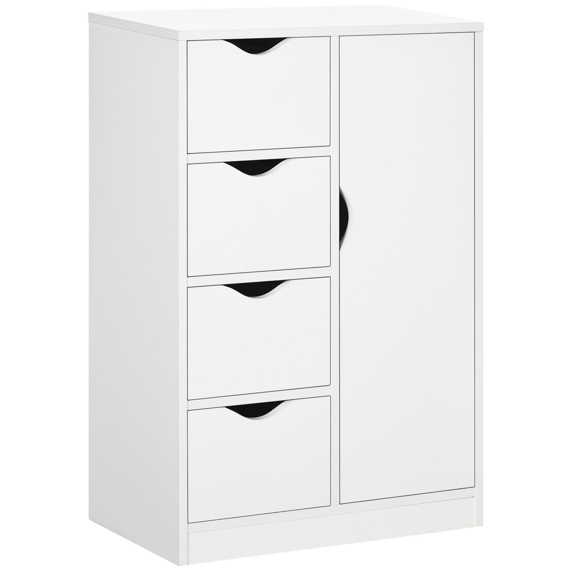 HOMCOM Bathroom Cabinet with 4 Drawers and Door Cupboard - White