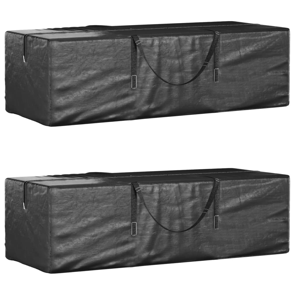 Walplus 2 Piece PE Garden Cushion Storage Bag - Black - 135 x 40 x 55 cm