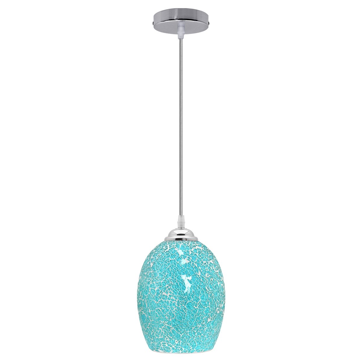 Energy Light Bulbs Crackle Mosaic Glass Ceiling Pendant Light - Blue
