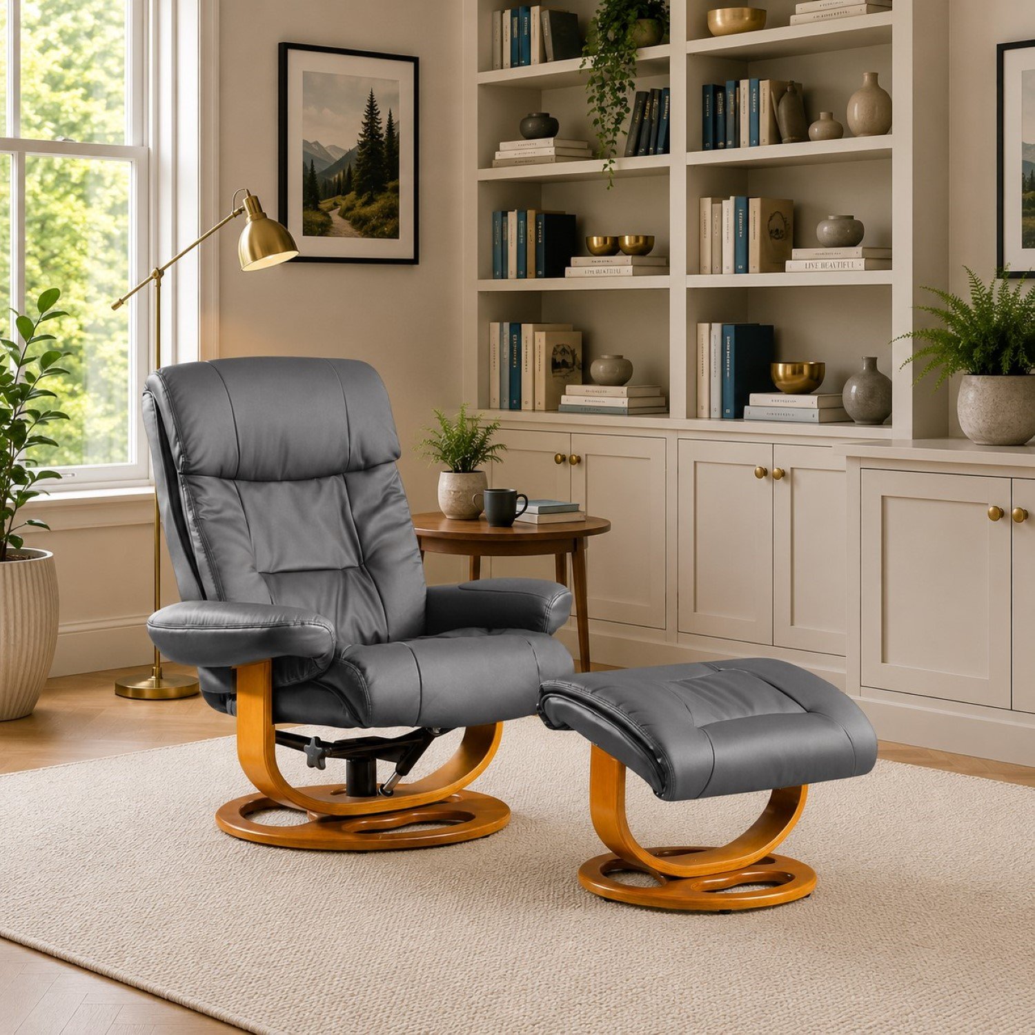 Artemis Home Barriston Swivel Recliner and Footstool - Grey