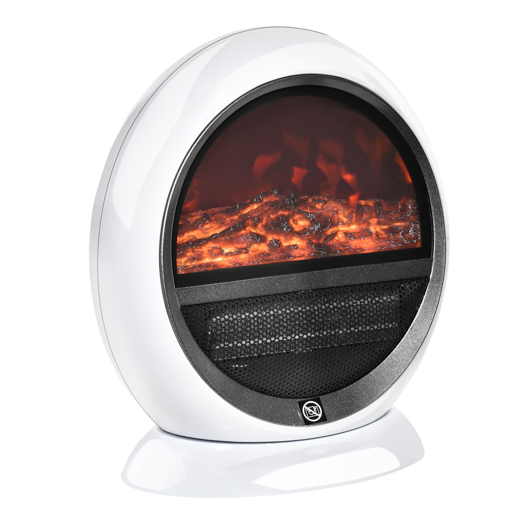 HOMCOM Freestanding Electric Fireplace with Rotatable Head - White