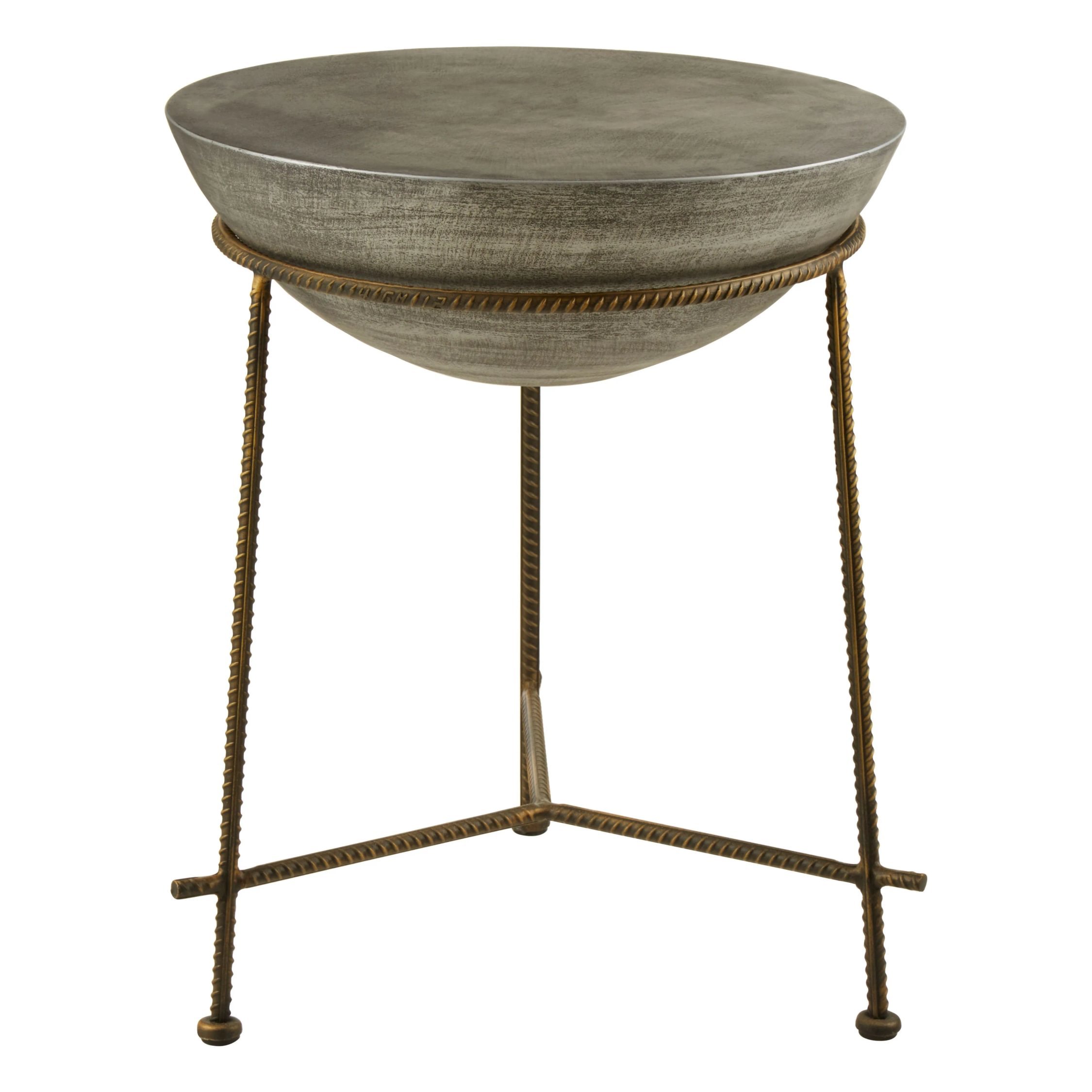 Orsina Compo Concrete Bowl-Shaped Side Table - Silver