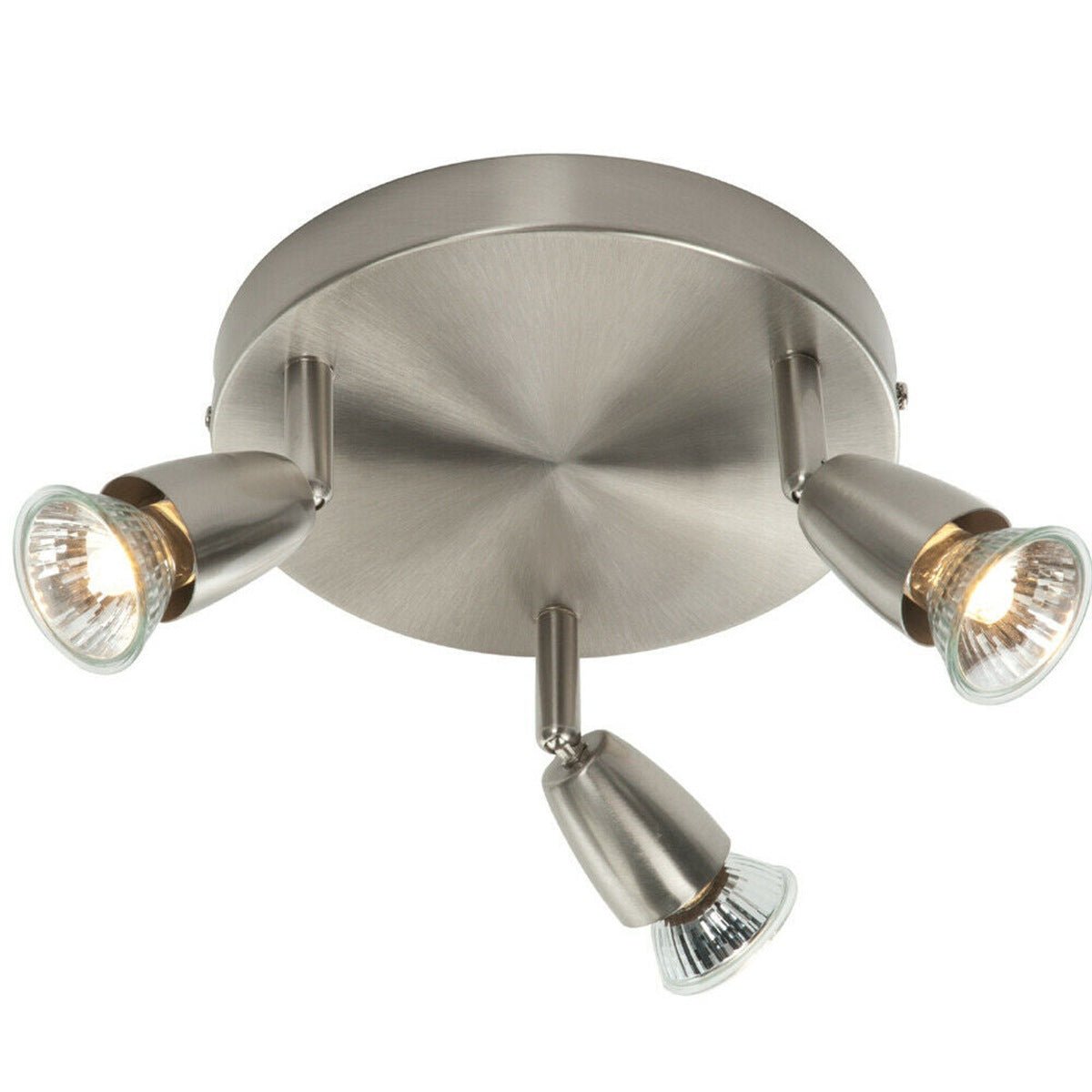 Loops Direct 19cm Diameter Steel Adjustable Ceiling Spotlight - Satin Nickel