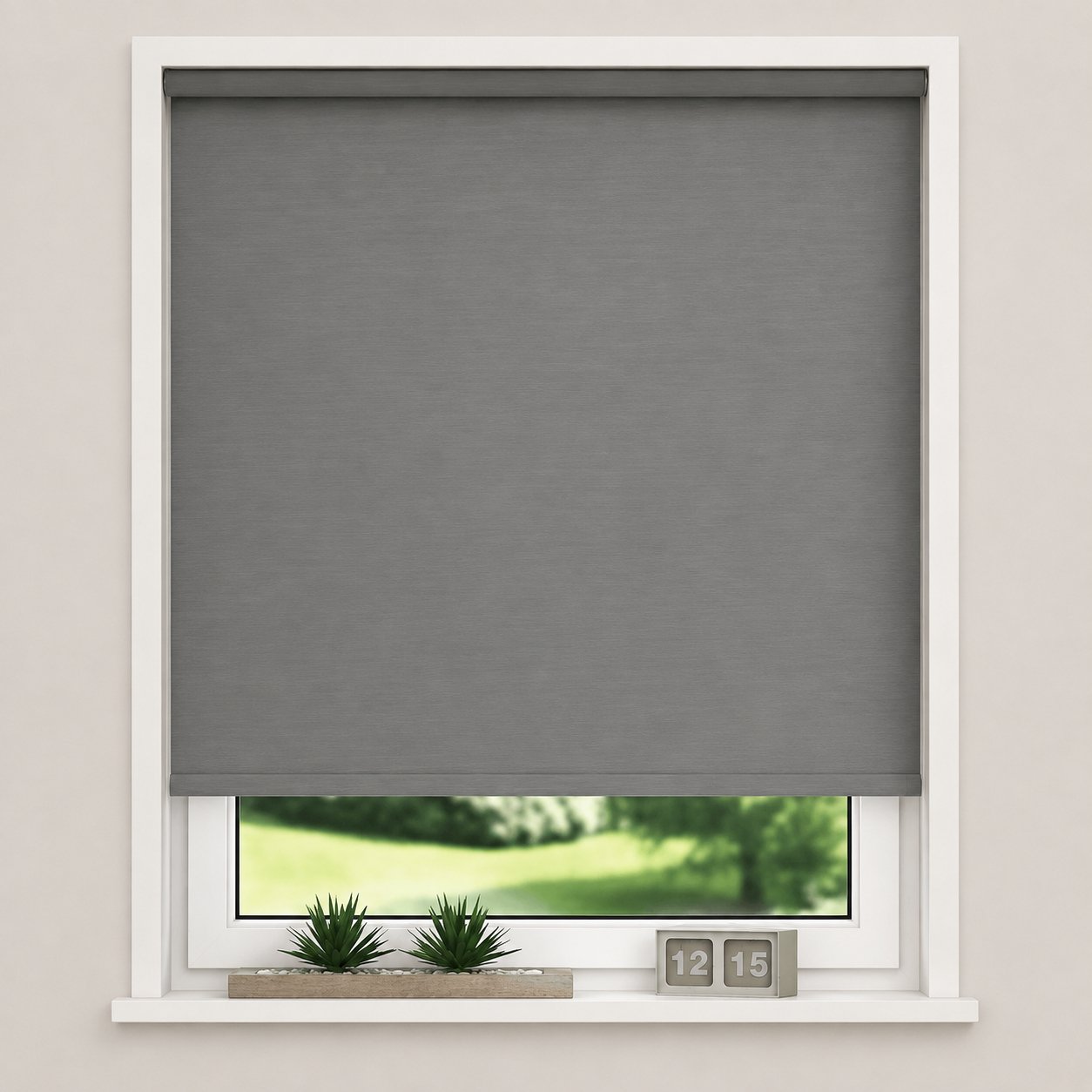 New Edge Blinds Grey Thermal Blackout Roller Blind - 150cm x 165cm