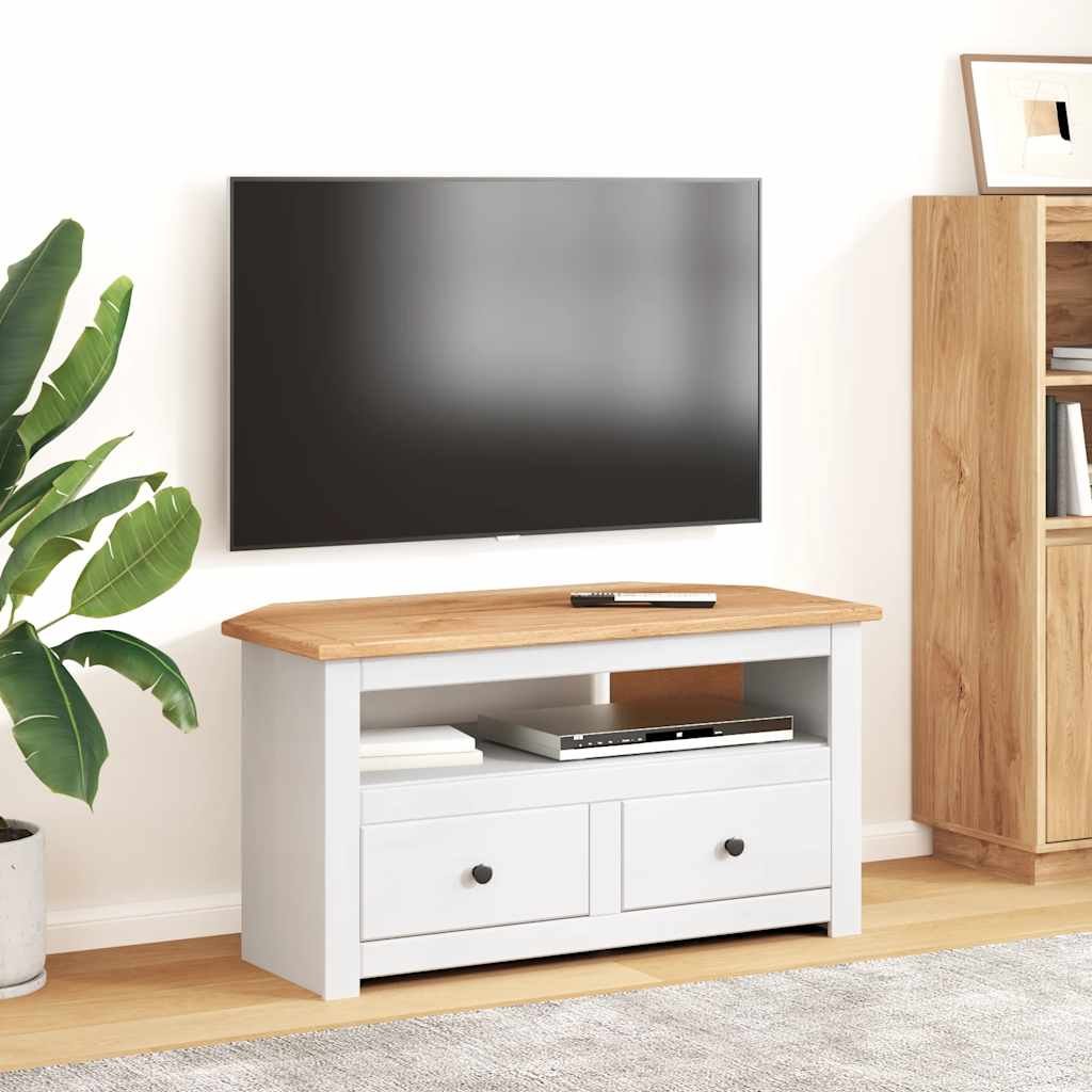 Walplus Corner TV Cabinet - White and Grey - 93 x 49 x 49 cm