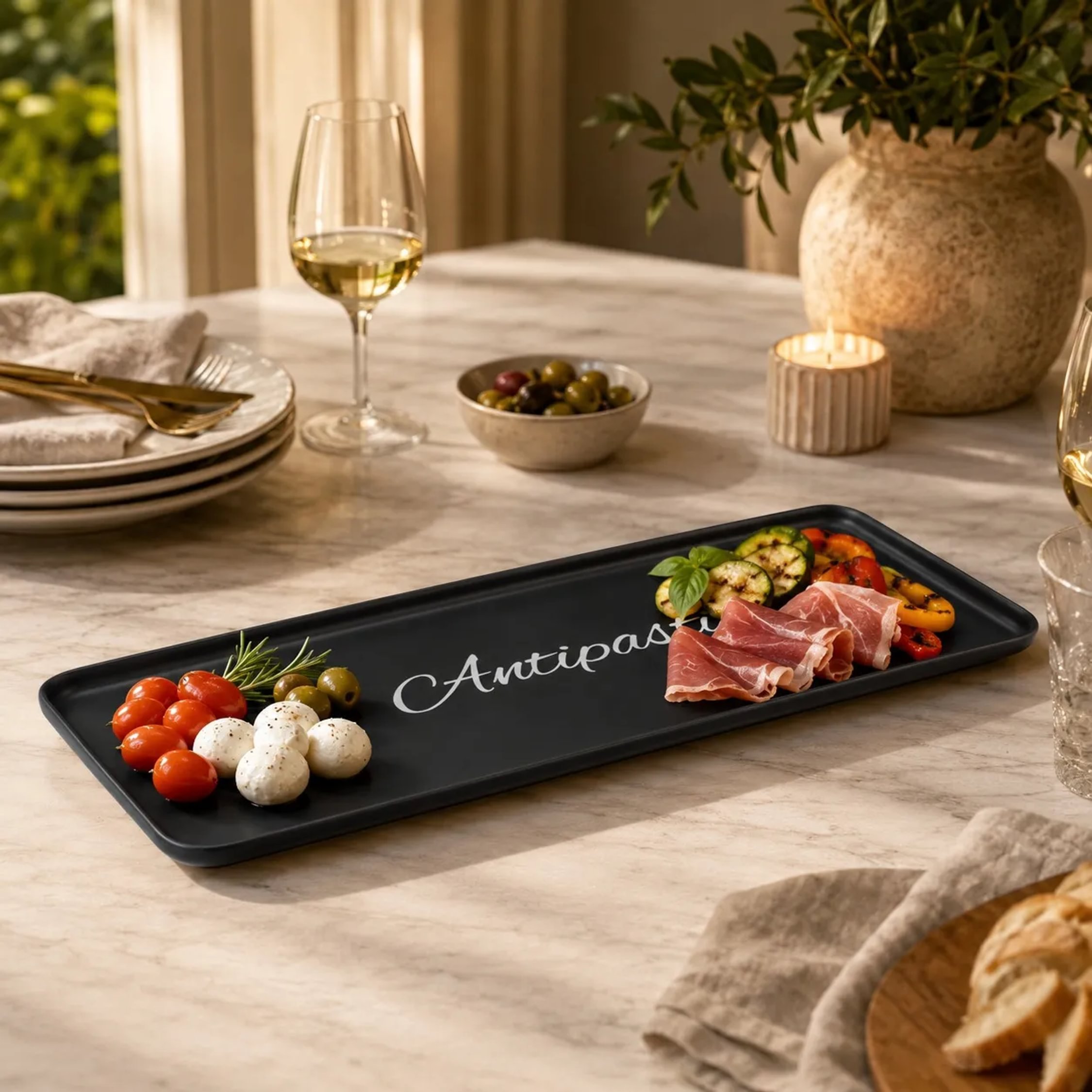 Orsina Mange Antipasti Serving Plate - Black
