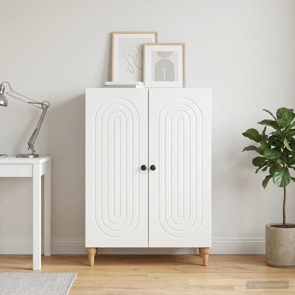 Walplus 2 Door Rectangular Engineered Wood Sideboard - White - 66 x 34.5 x 90 cm