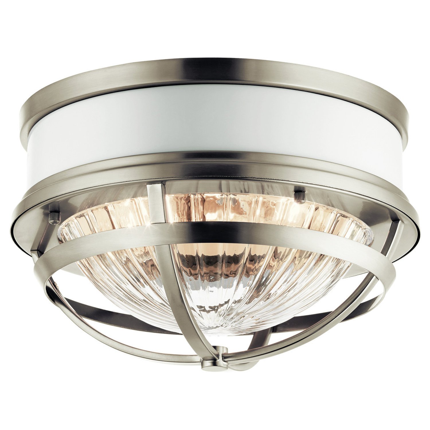 Elstead Kichler Flush Ceiling Light - Brushed Nickel & White