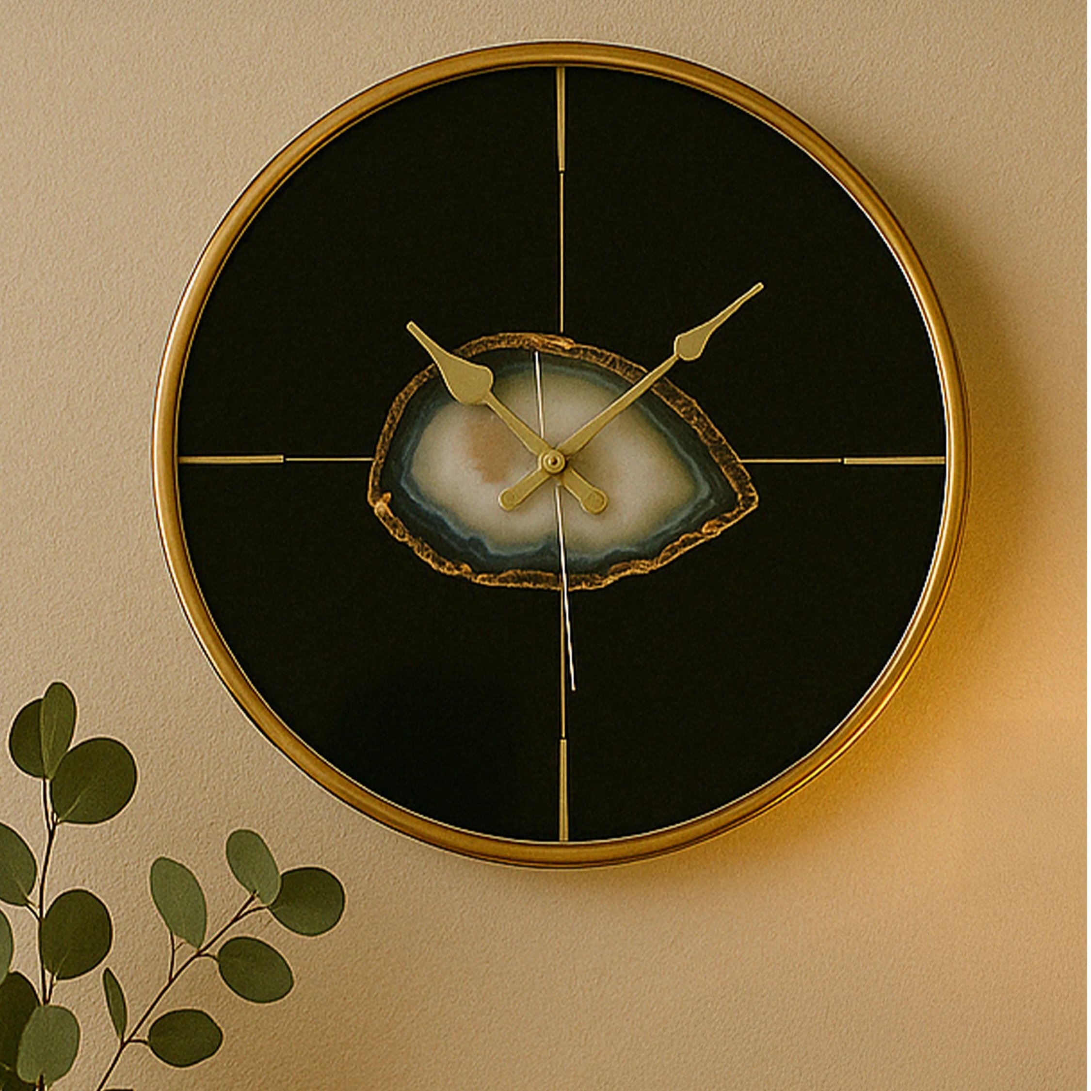 Orsina Celina Round Wall Clock - Black and Gold