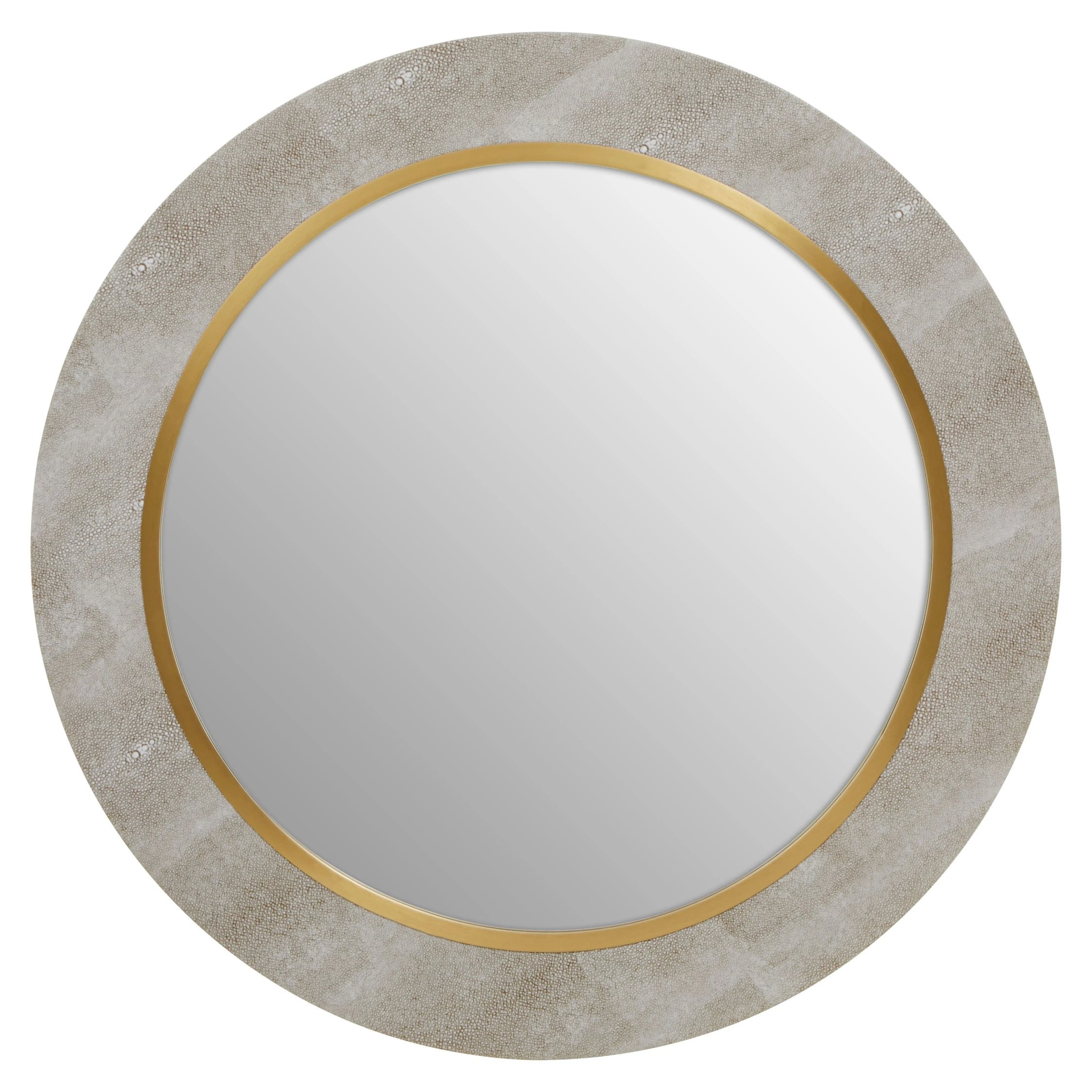 Orsina Cadio Shagreen Effect Inlay Round Wall Mirror – Gold