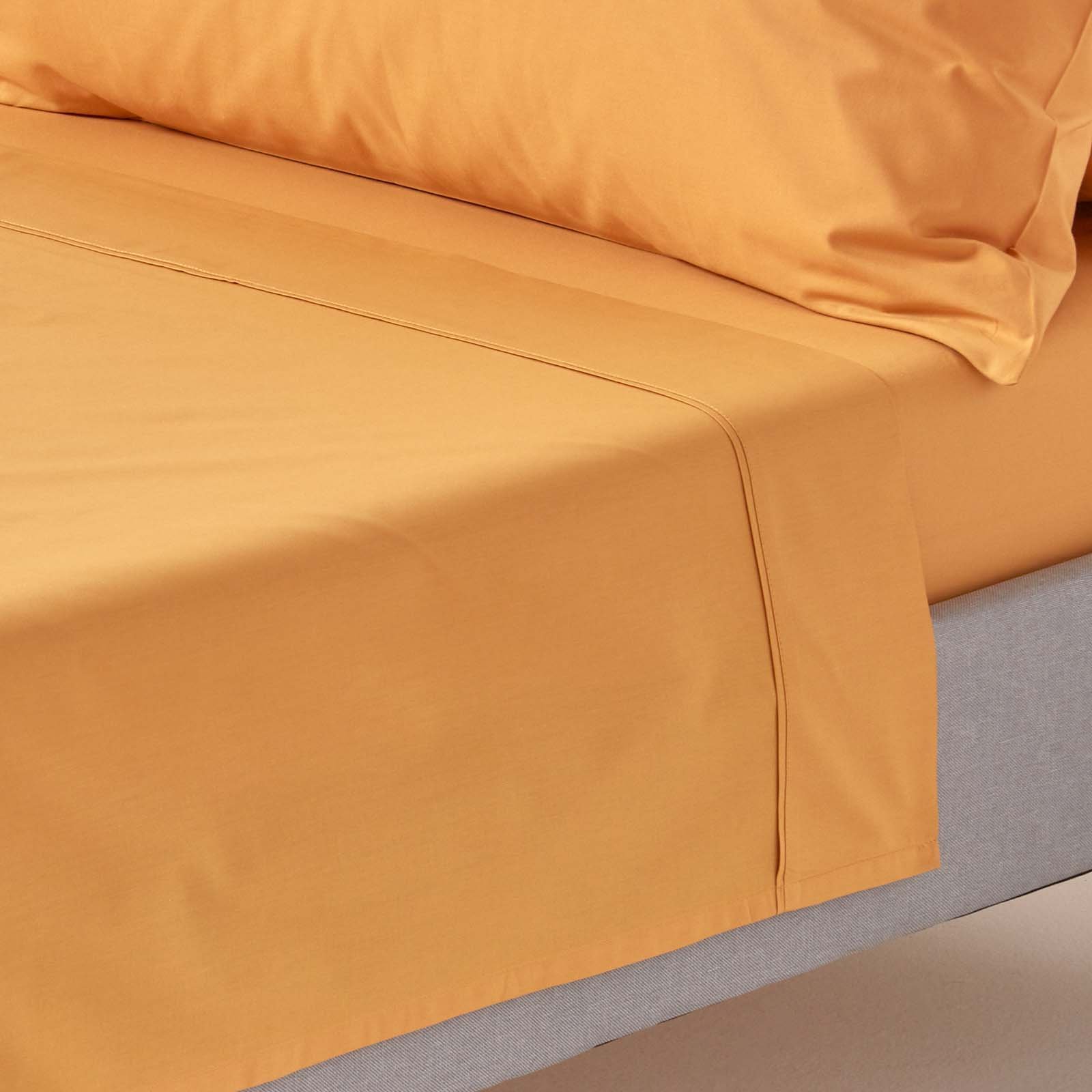 Homescapes Egyptian Cotton Mustard Flat Sheet - Double