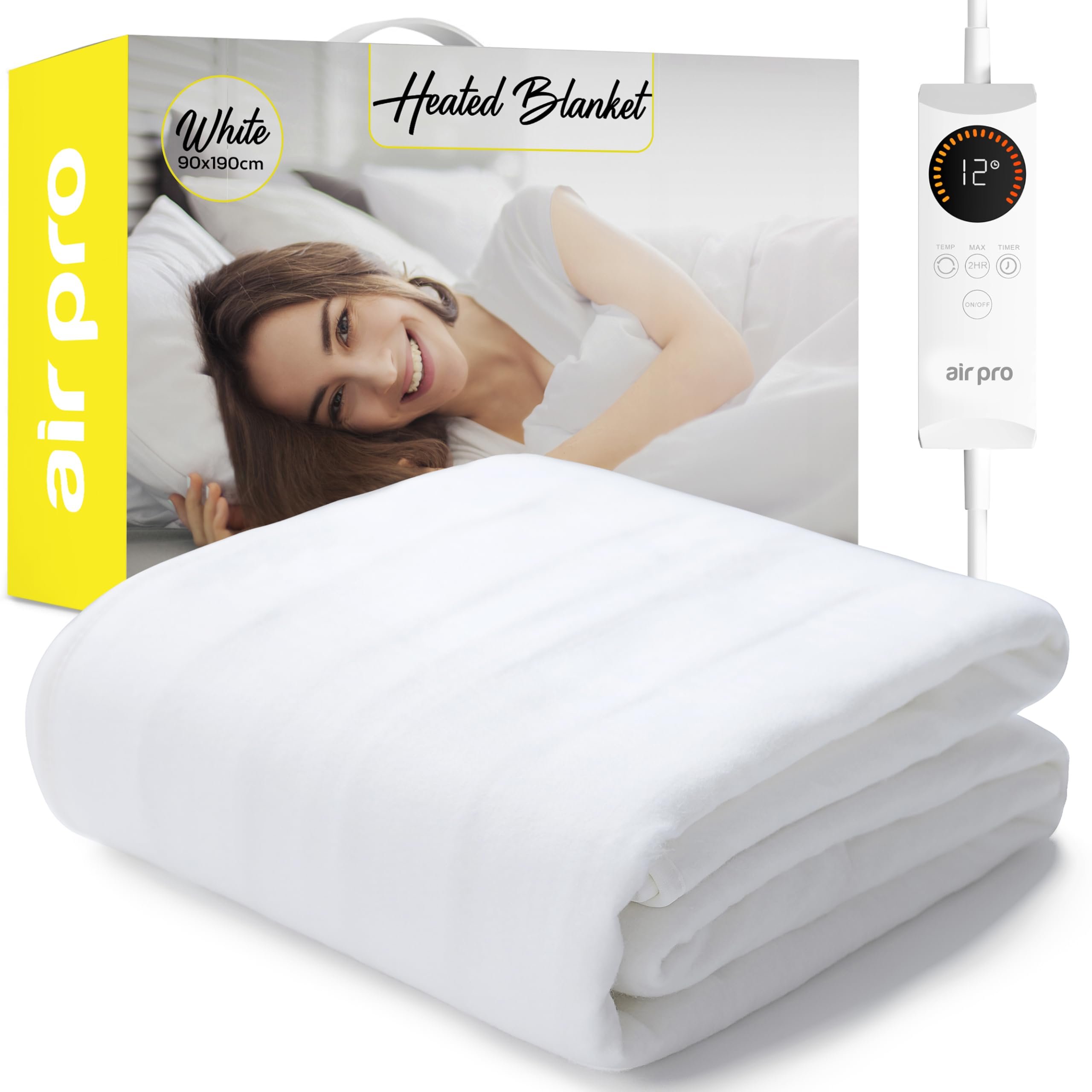 Air Pro Single Fleece Electric Blanket & Heated Mattress Cover - White