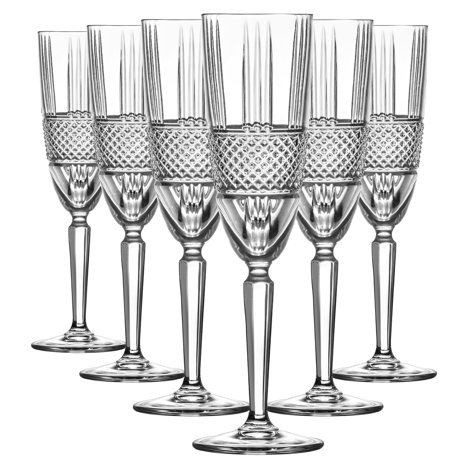 RCR Crystal Brillante Glass Champagne Flutes 190ml - Pack of 6