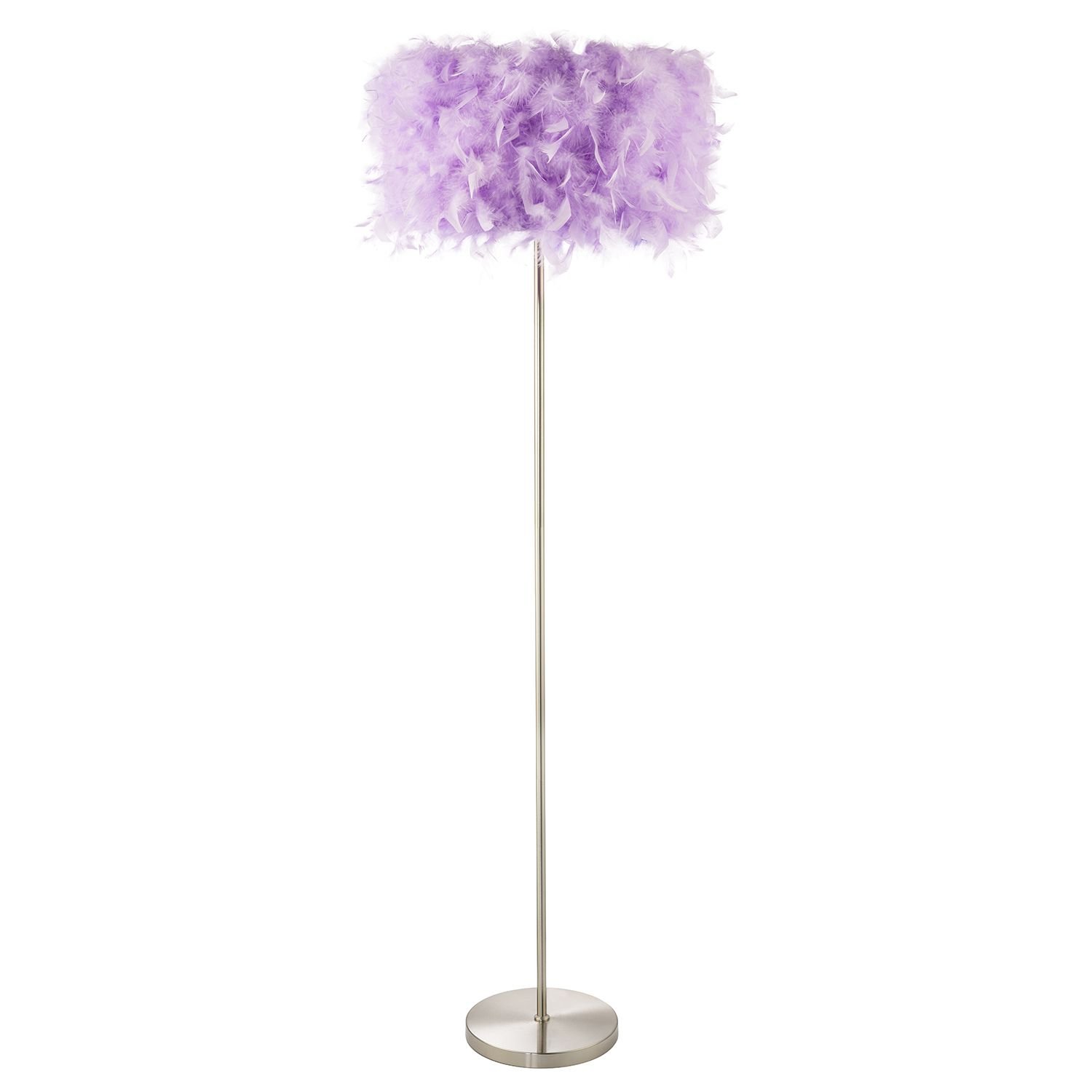 Happy Homewares Chic Soft Lilac Feather with Satin Nickel Floor Lamp - 40cm
