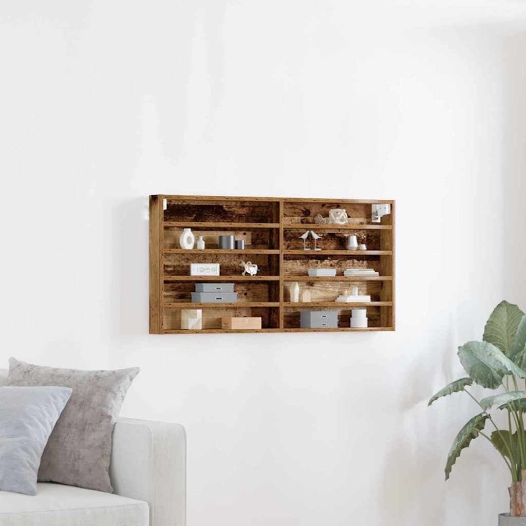 Walplus Engineered Wood Wall Display Cabinet - Dark Wood - 100 x 8.5 x 50 cm