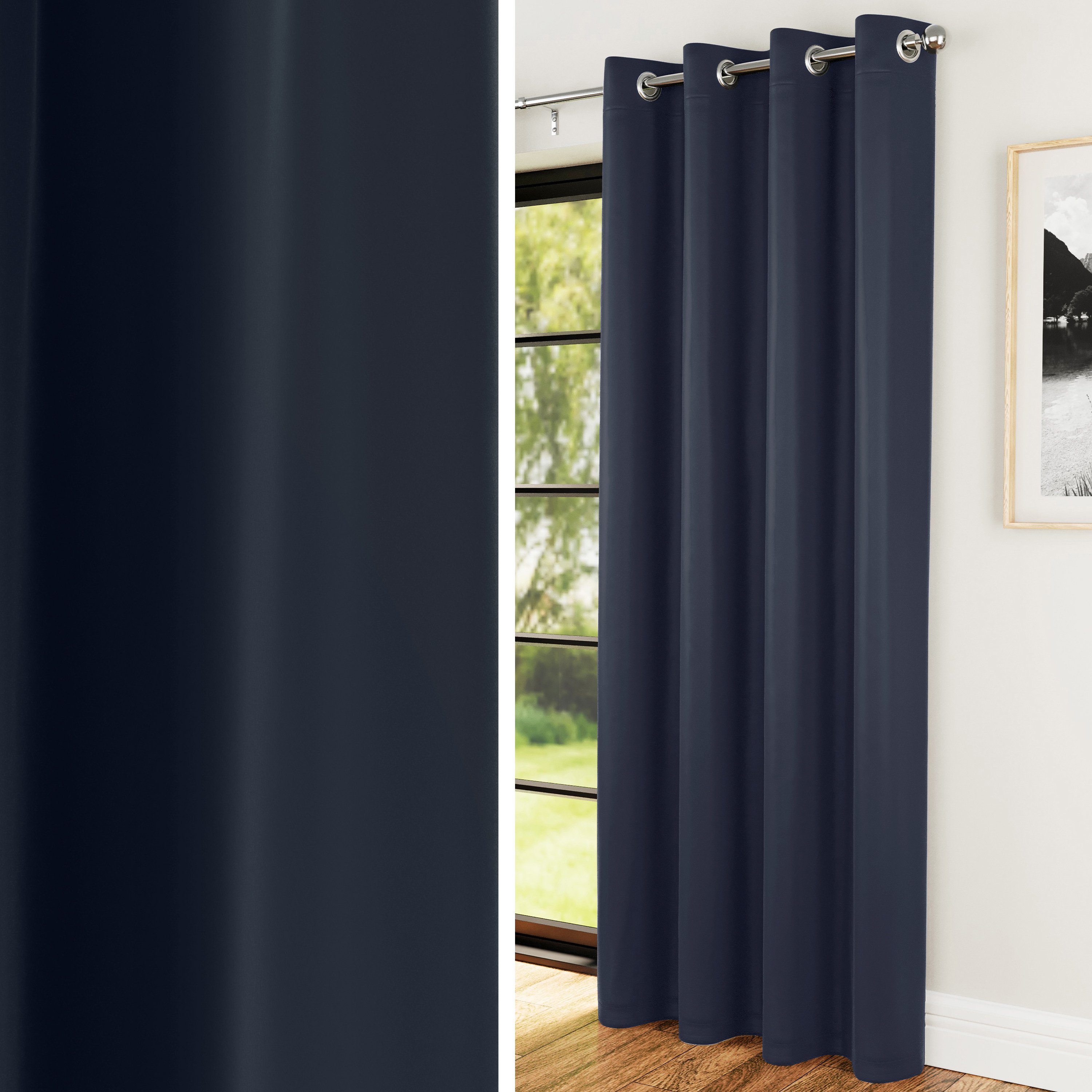 Enhanced Living Nightfall Eyelet Single Door Curtain - 168 x 214cm - Navy