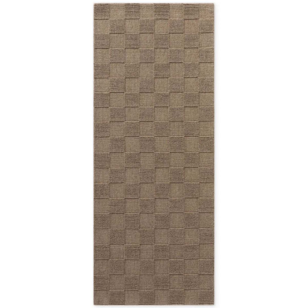 Hanse Home Brown Scala Wool Checkered Runner Rug - 80 x 200cm