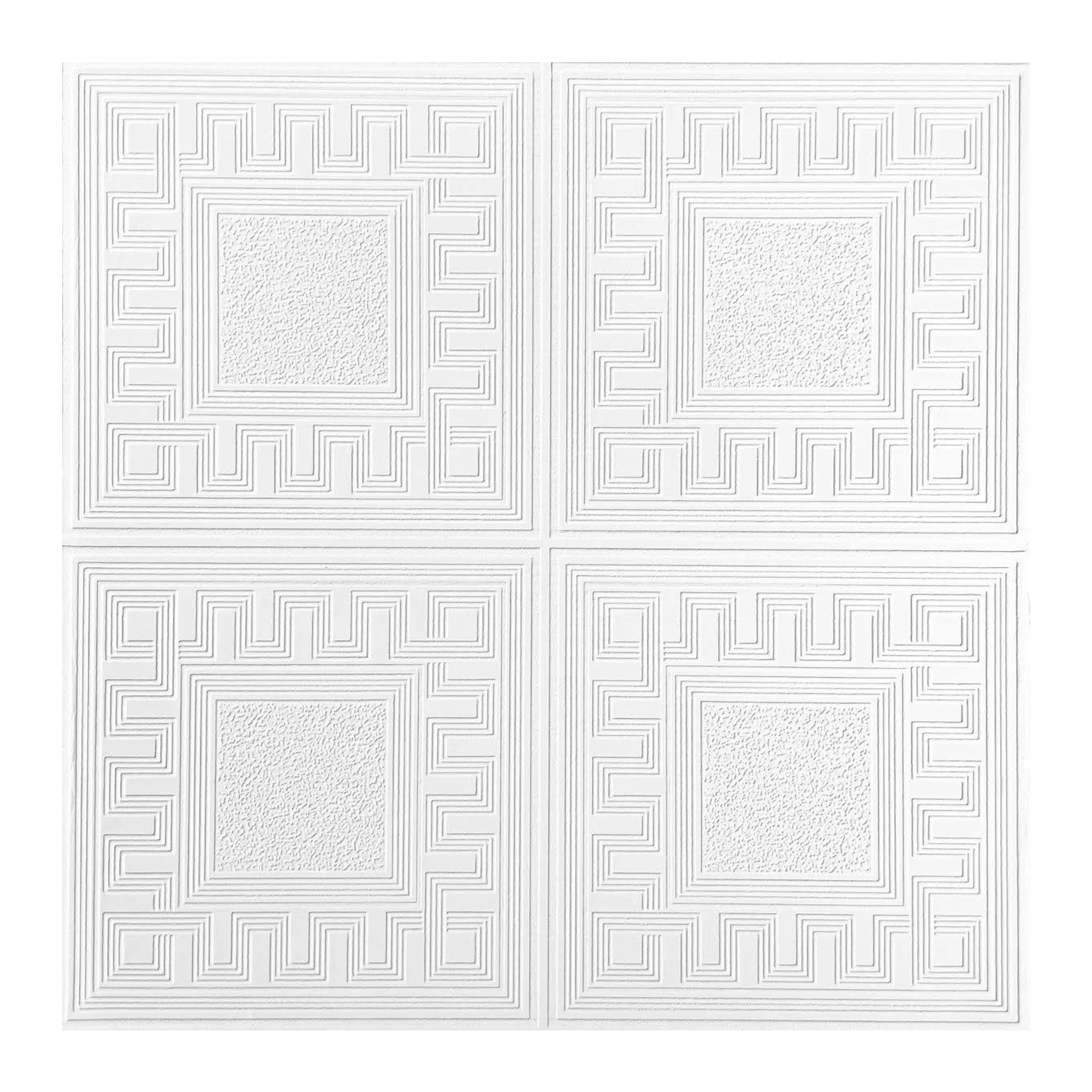 Belgravia Blown Greek Key Paintable Textured Wallpaper - White