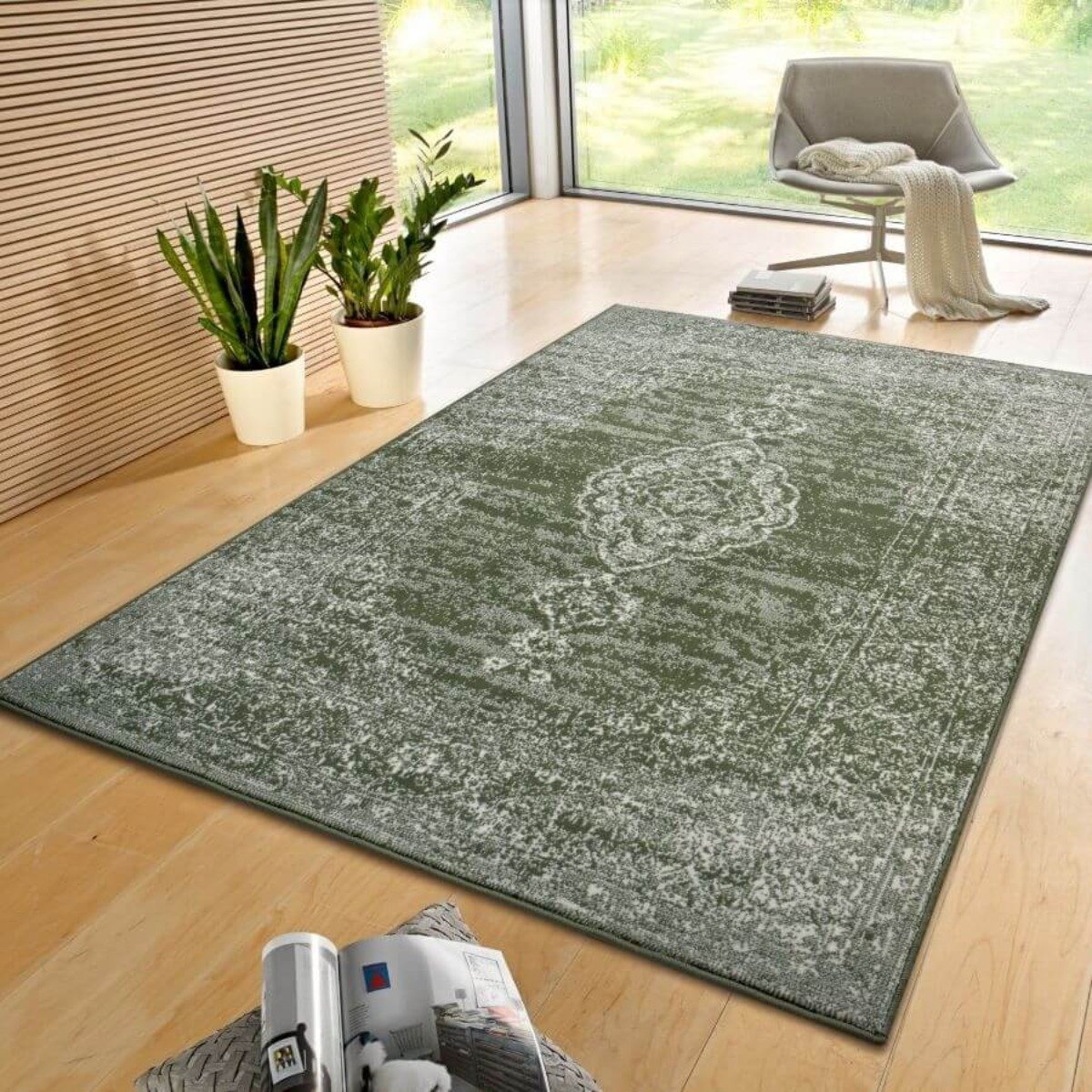 Hanse Home Green Velours Meridional Vintage Oriental Rug - 80 x 150cm