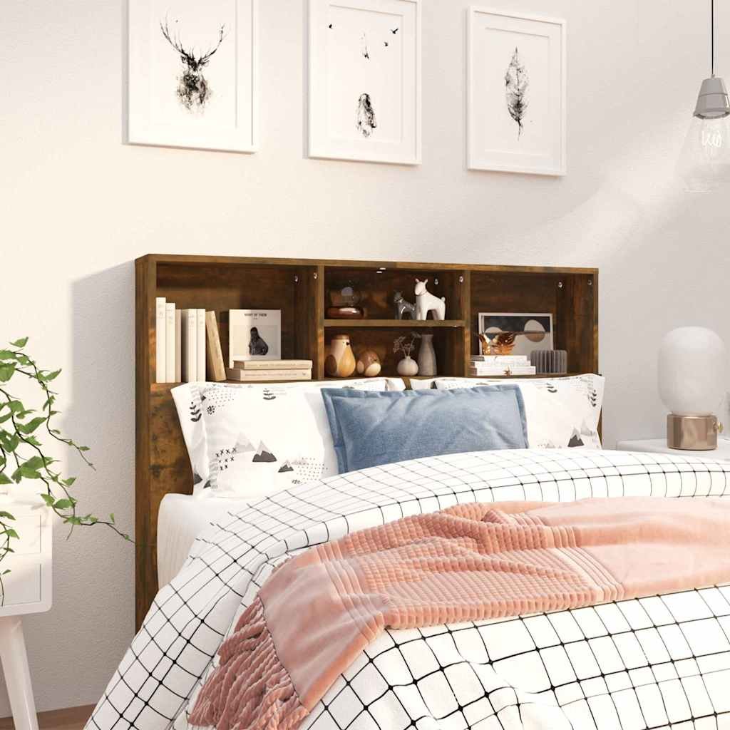 Walplus Engineered Wood Headboard Cabinet - Dark Oak - 120 x 19 x 103.5 cm