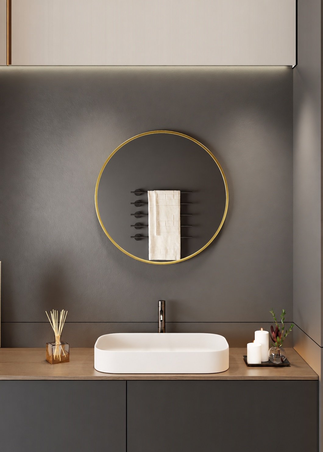 Neo Round Metal Frame Wall Mirror 60cm - Gold