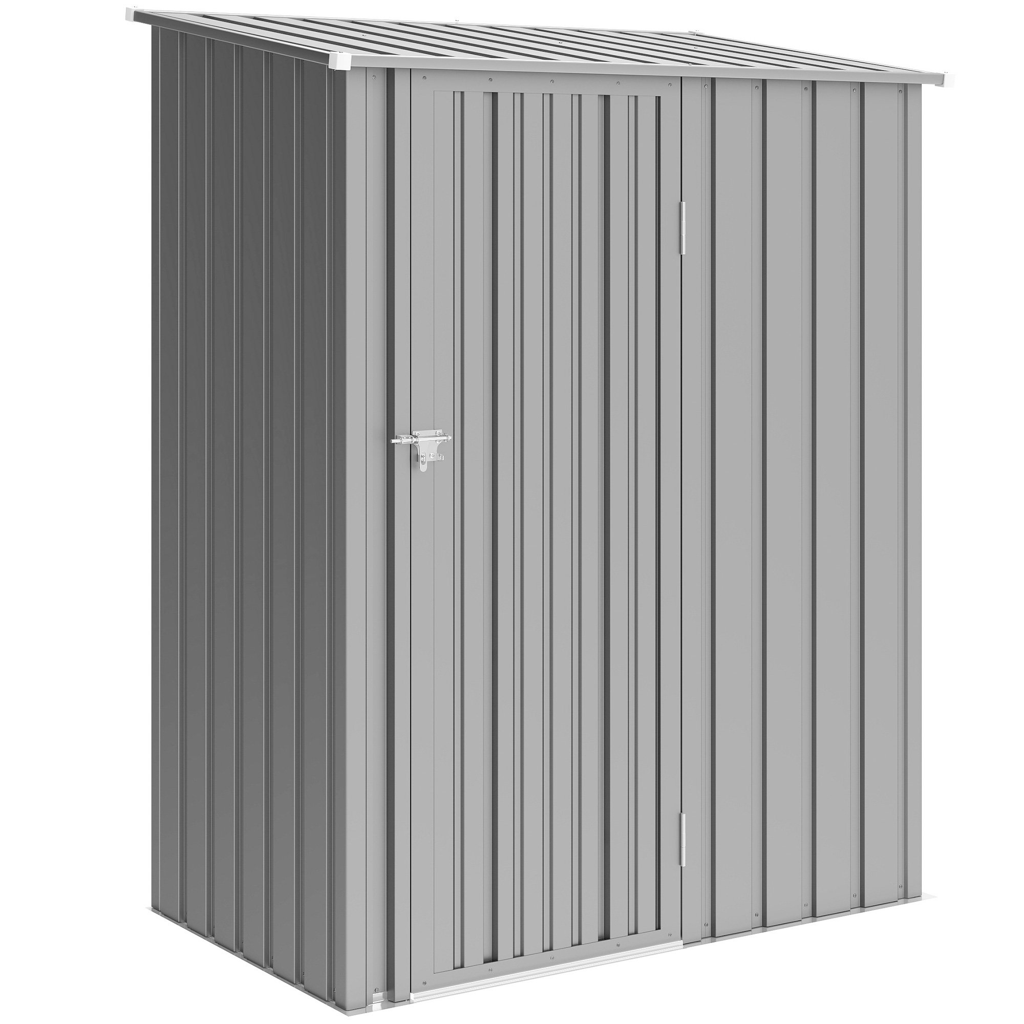 Outsunny Metal Waterproof Garden Shed with Sloped Roof - Aluminium Grey