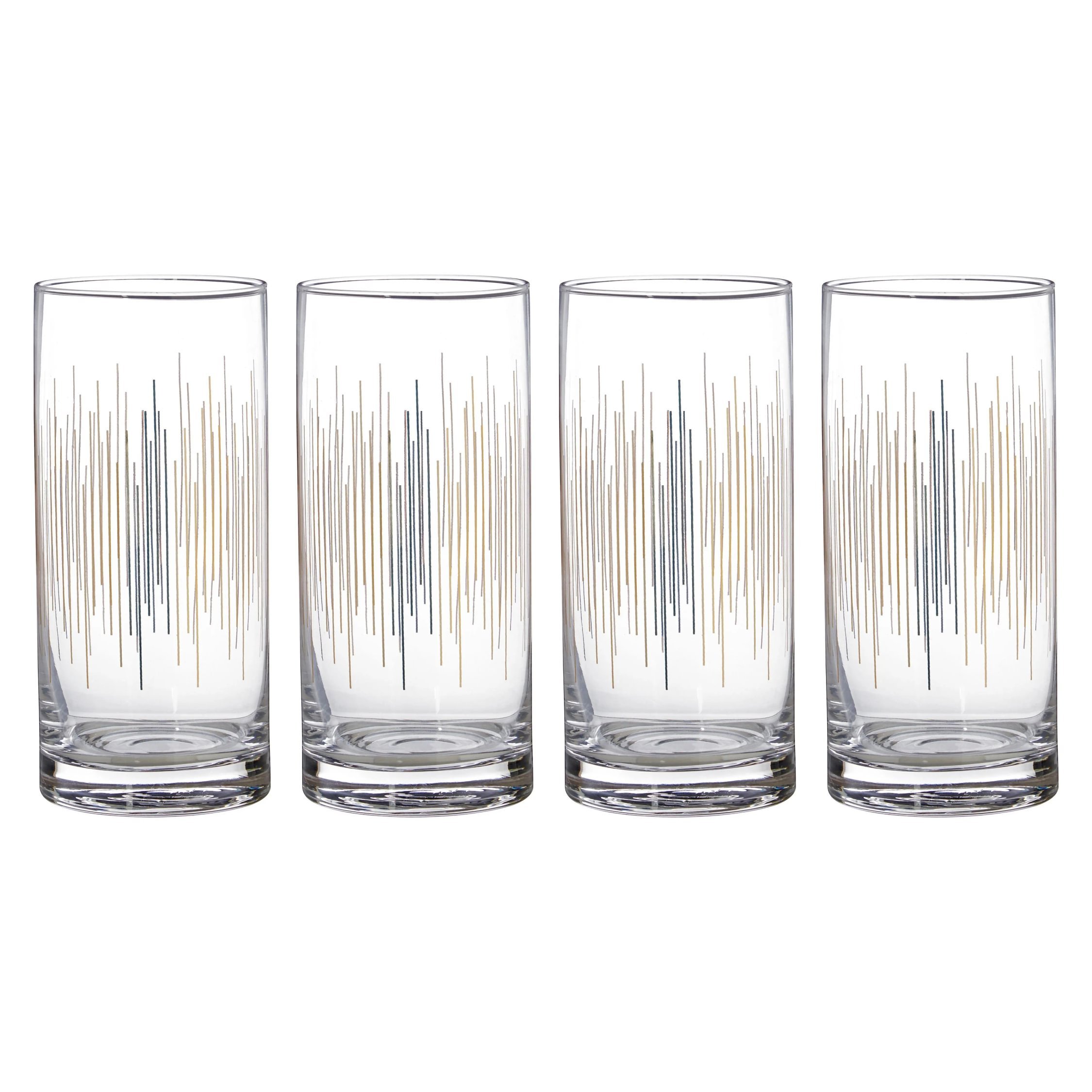 Orsina Jazz Highball Glasses Set of 4 – Gold & Brown
