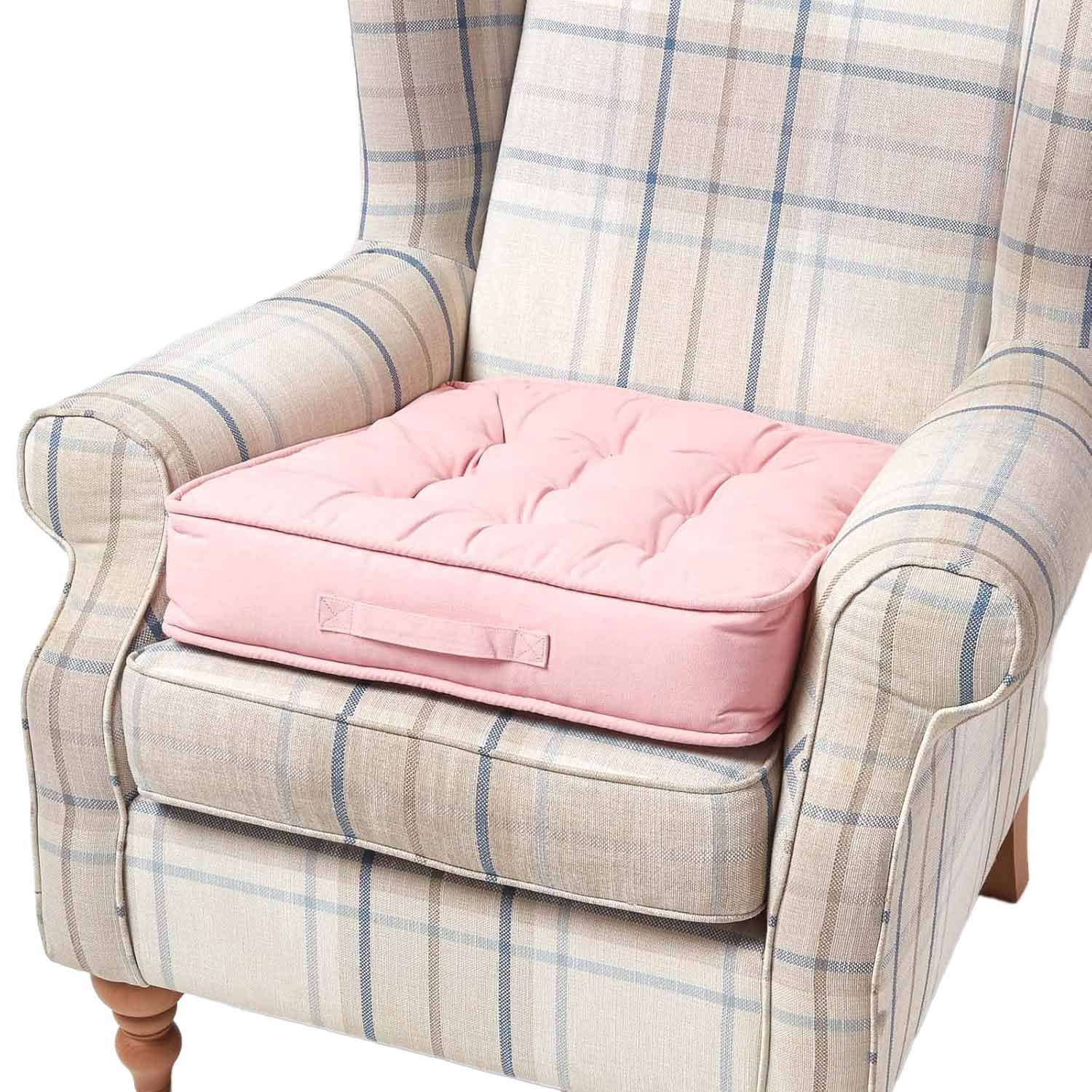 Homescapes Cotton Armchair Booster Cushion - Pink
