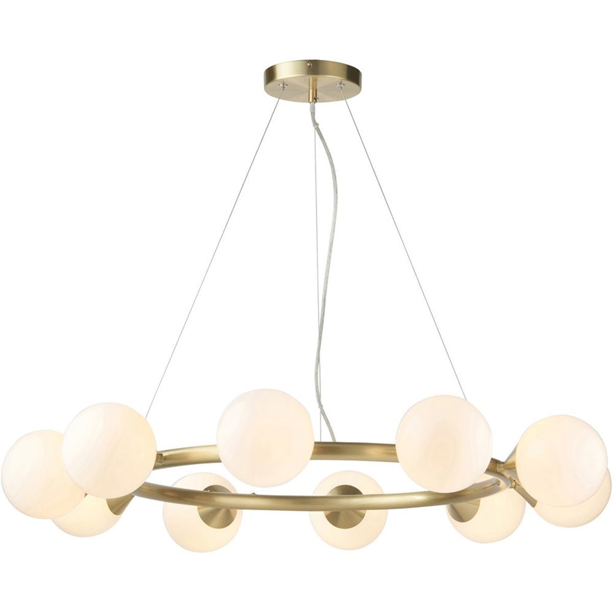 Loops Direct LED Steel Glass Pendant Light 10x3W - Satin Brass