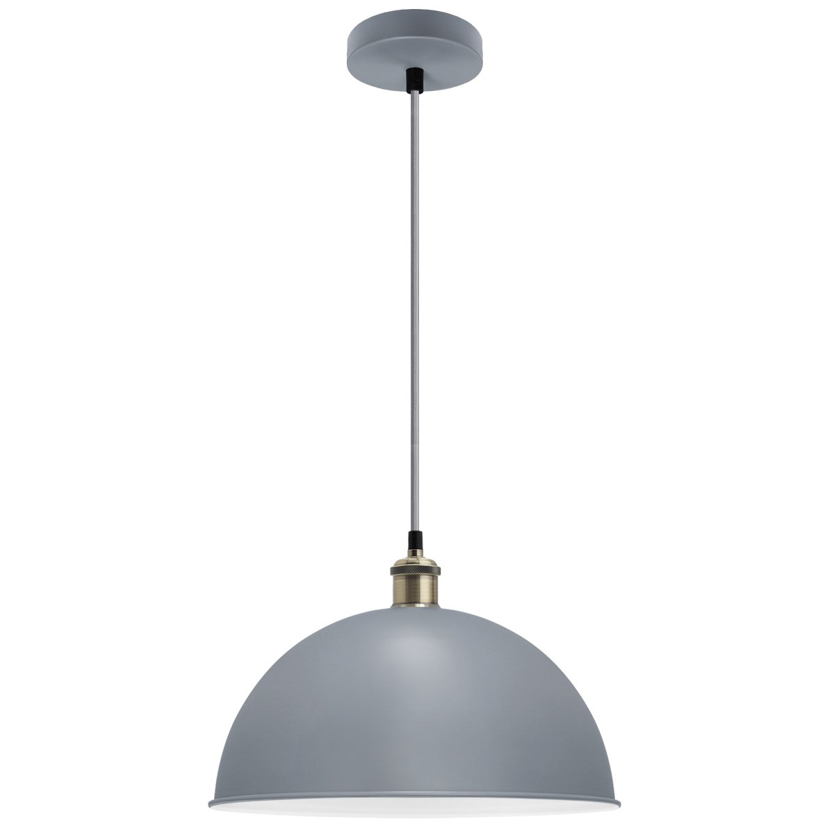 Energy Light Bulbs Large Metal Dome Ceiling Pendant Light - Grey