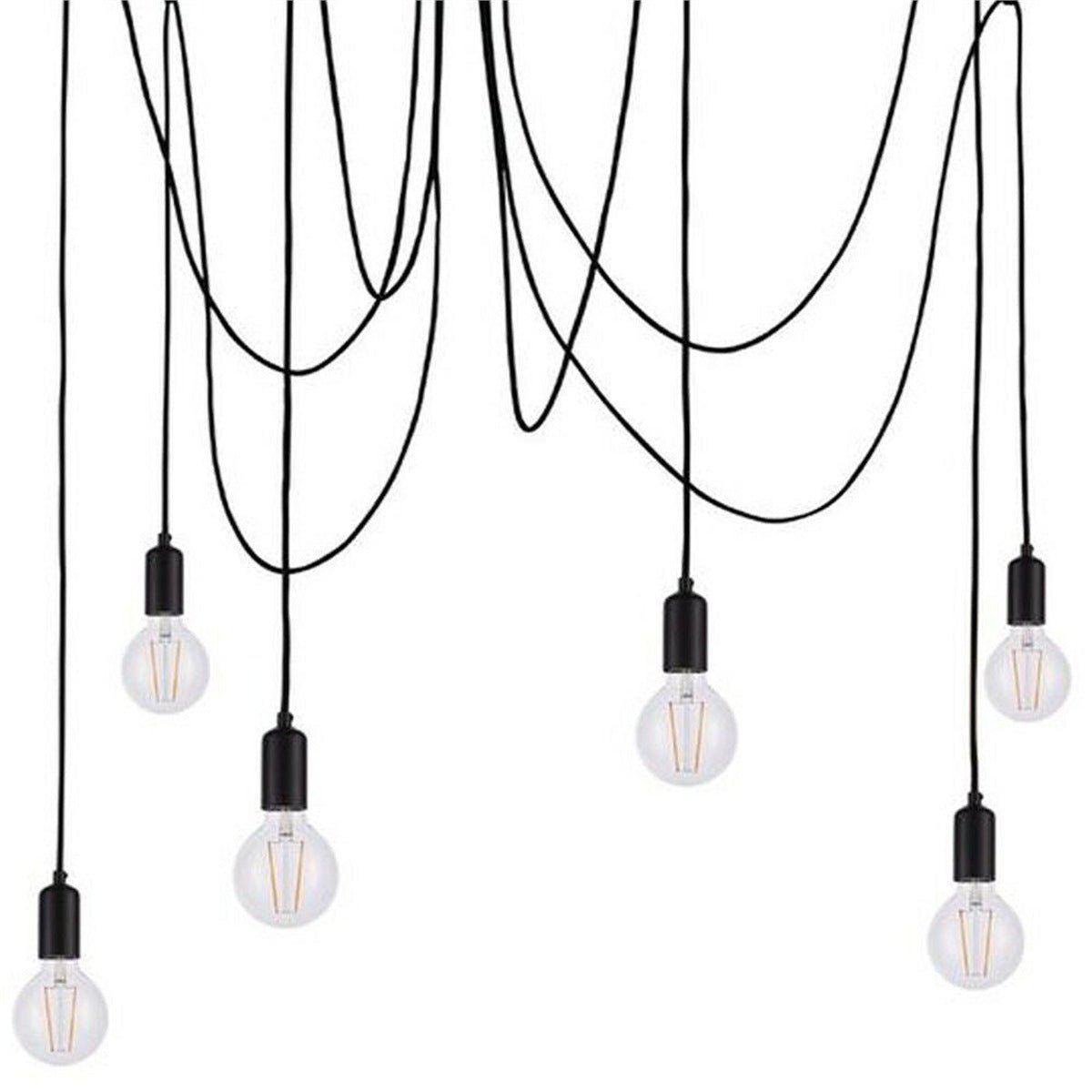 Loops Direct Steel 6 Light Ceiling Pendant - Matt Black