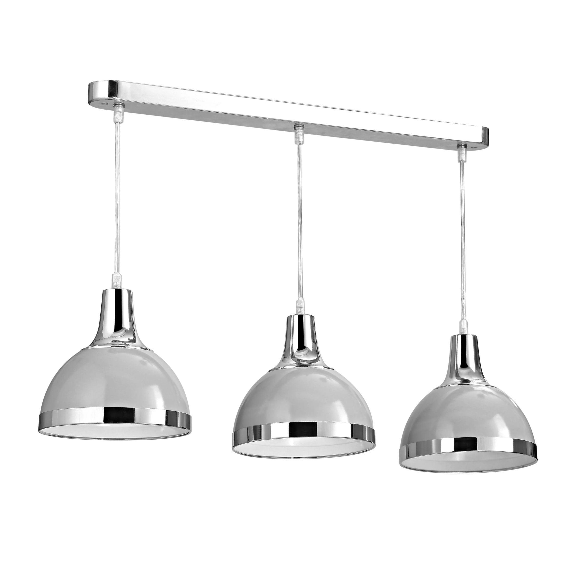 Orsina Vermont Three Shutter Shade Pendant Light - Grey and Chrome