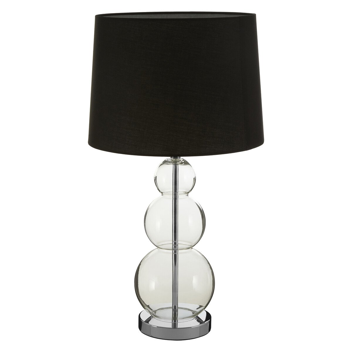 Orsina Luke Fabric Shade Table Lamp with Glass Orbs – Black and Silver