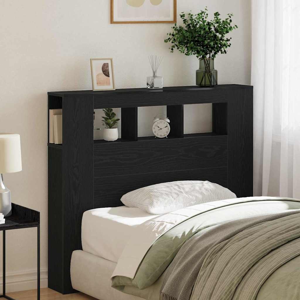Walplus Engineered Wood LED Headboard - Black Ash - 120 x 18.5 x 103.5 cm