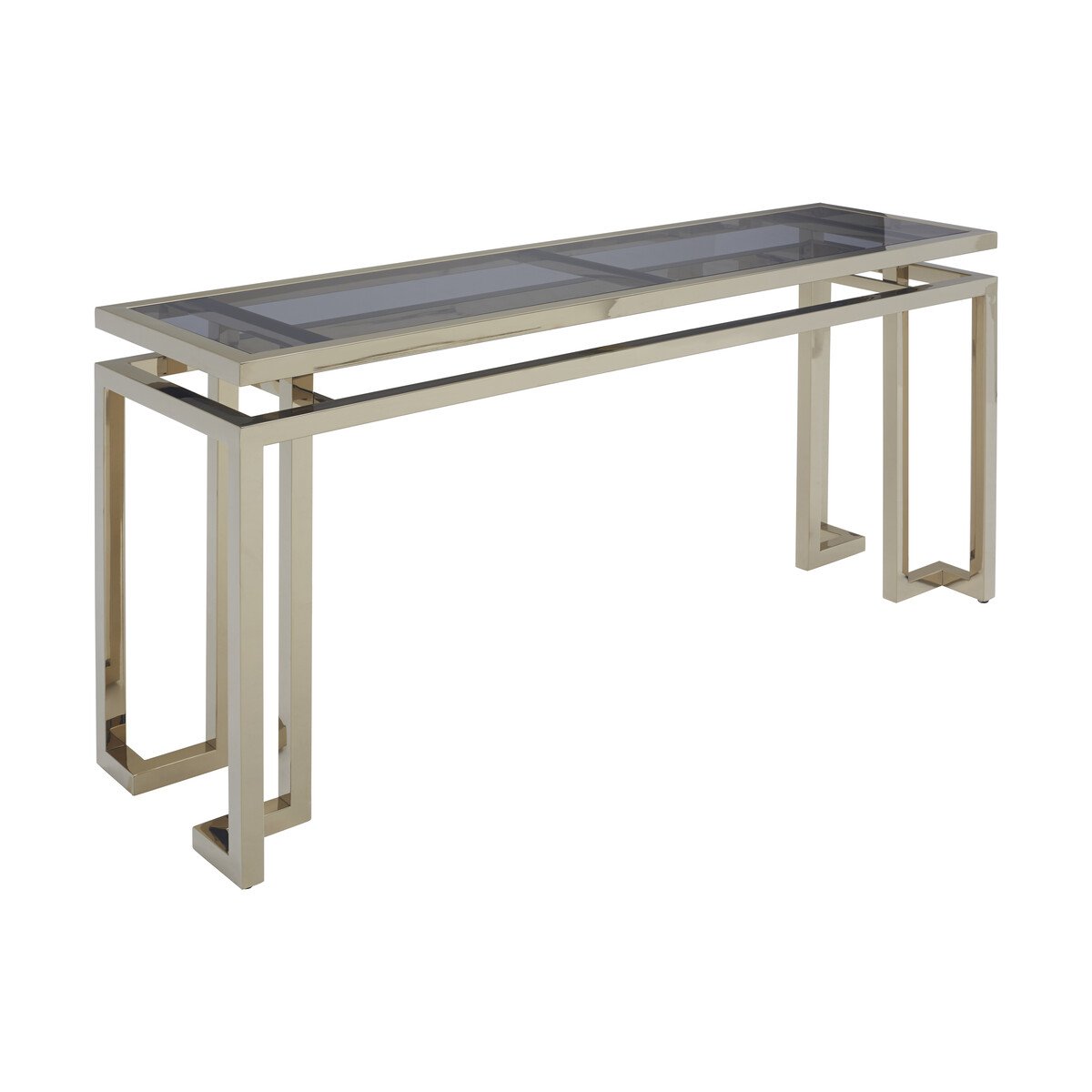 Orsina Oria Glass Top Console Table – Grey & Gold