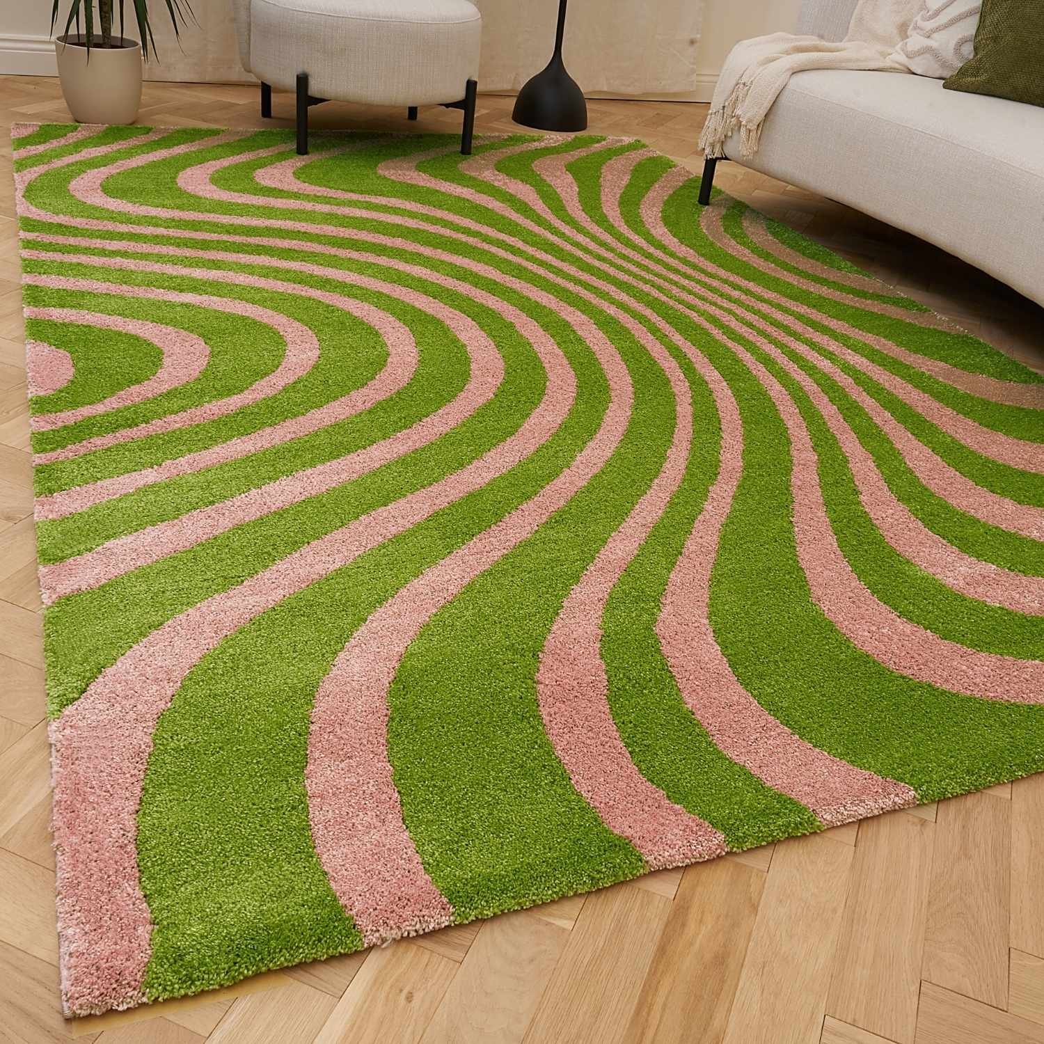 The Rugs Green Joli Striped Rug - 80 x 150cm