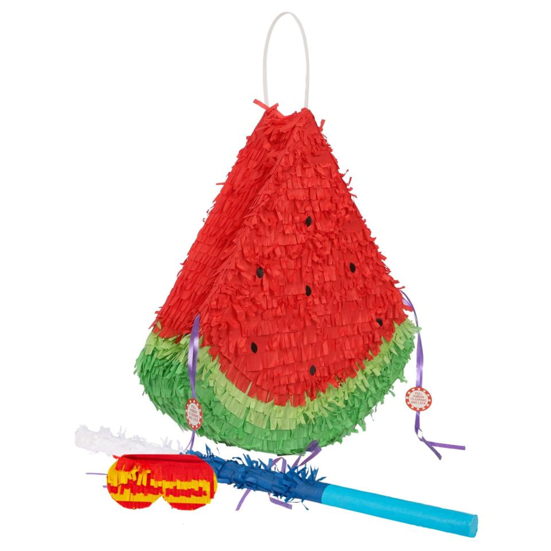Fax Potato 3pc Watermelon Pinata Set with Stick & Blindfold - Blue Stick