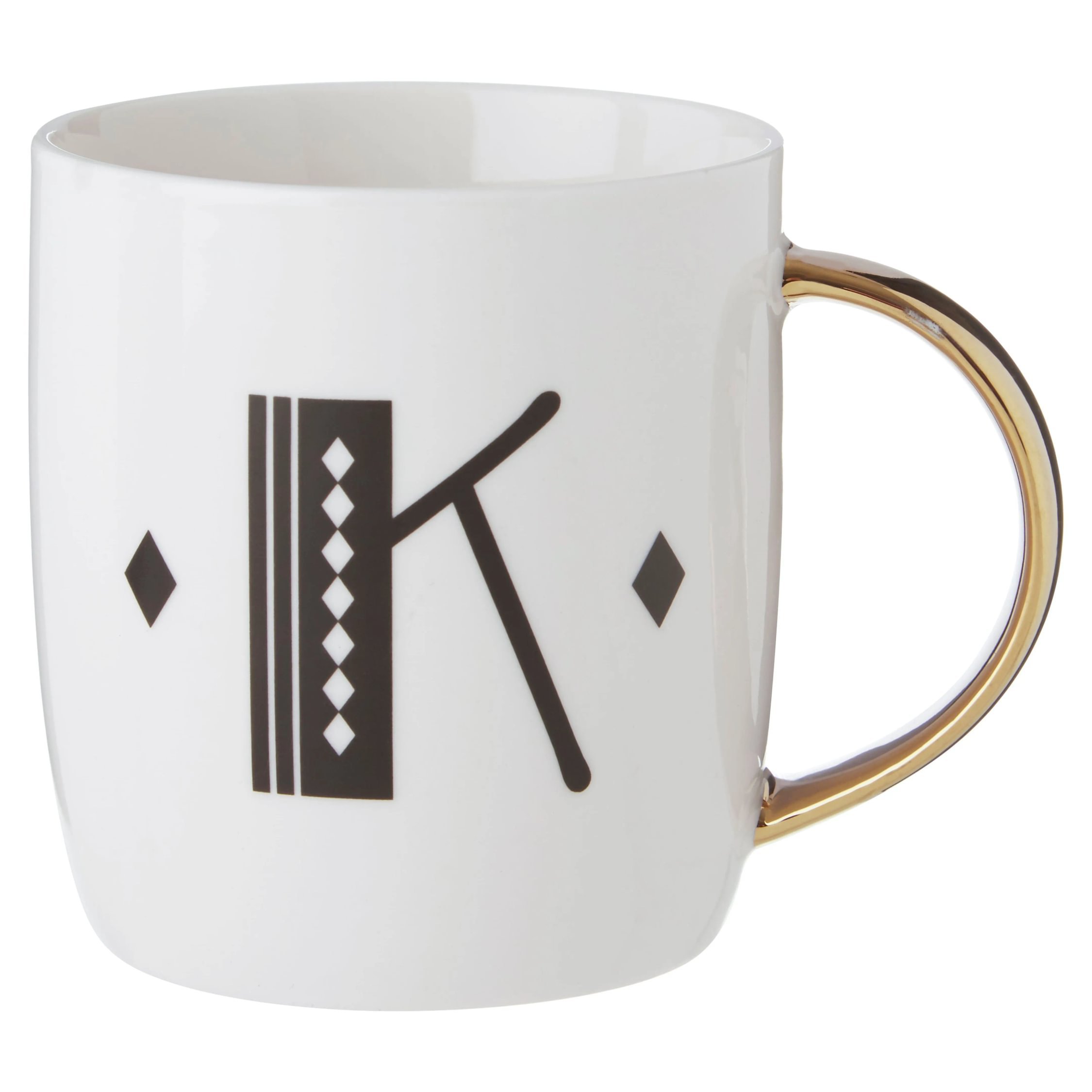 Orsina Diamond Deco K Monogram Mug – Black