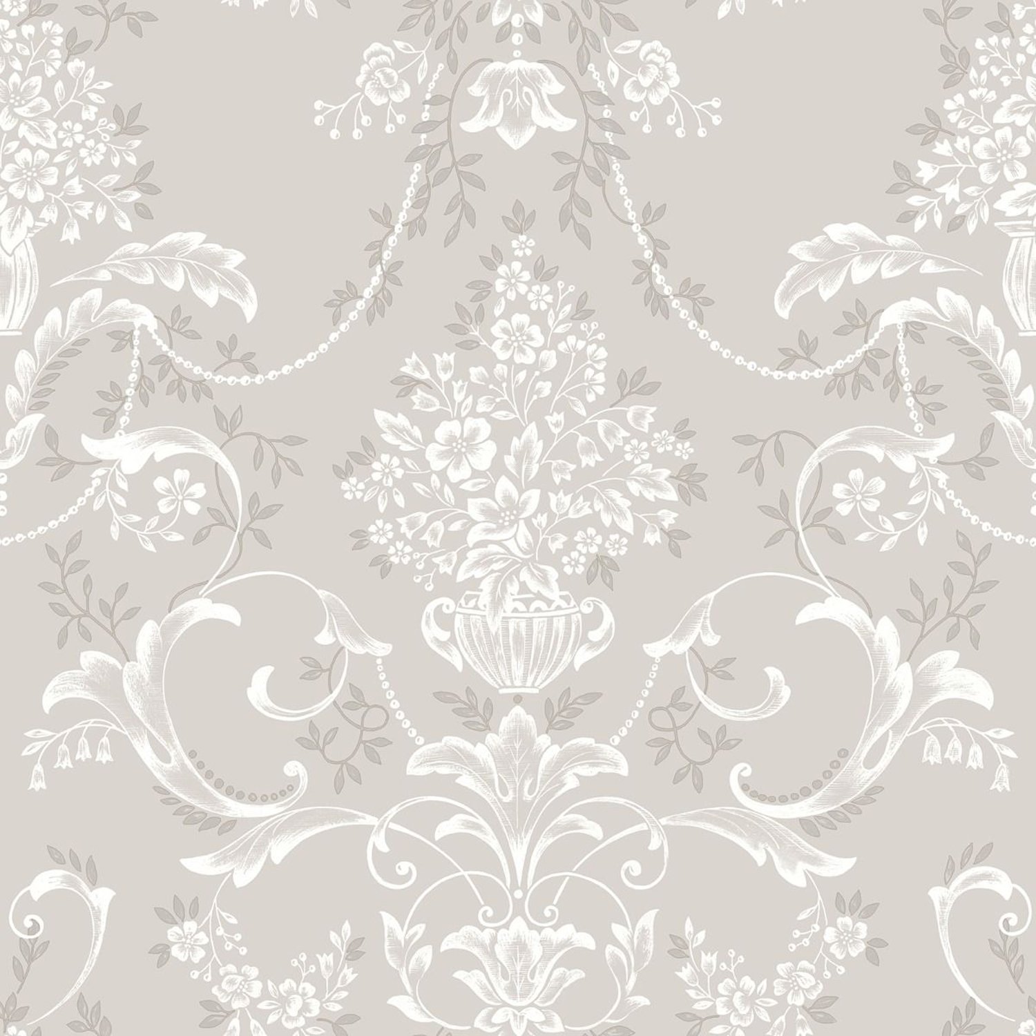 Rasch Amelie Damask Wallpaper - Grey