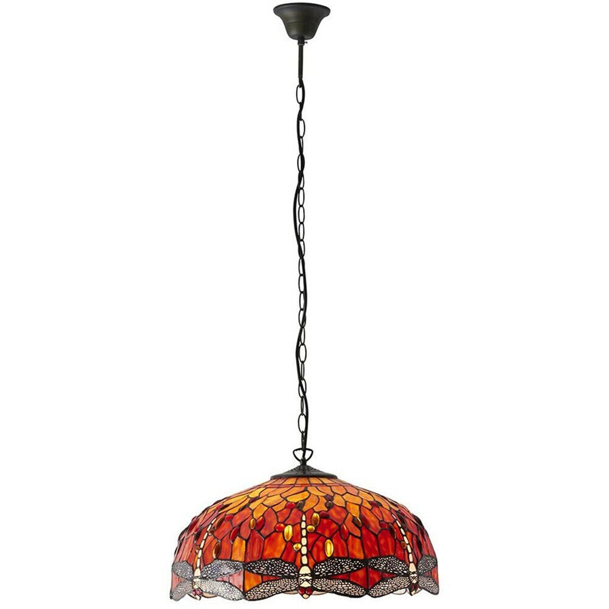Loops Direct Glass and Steel Ceiling Pendant - Orange Dragonfly
